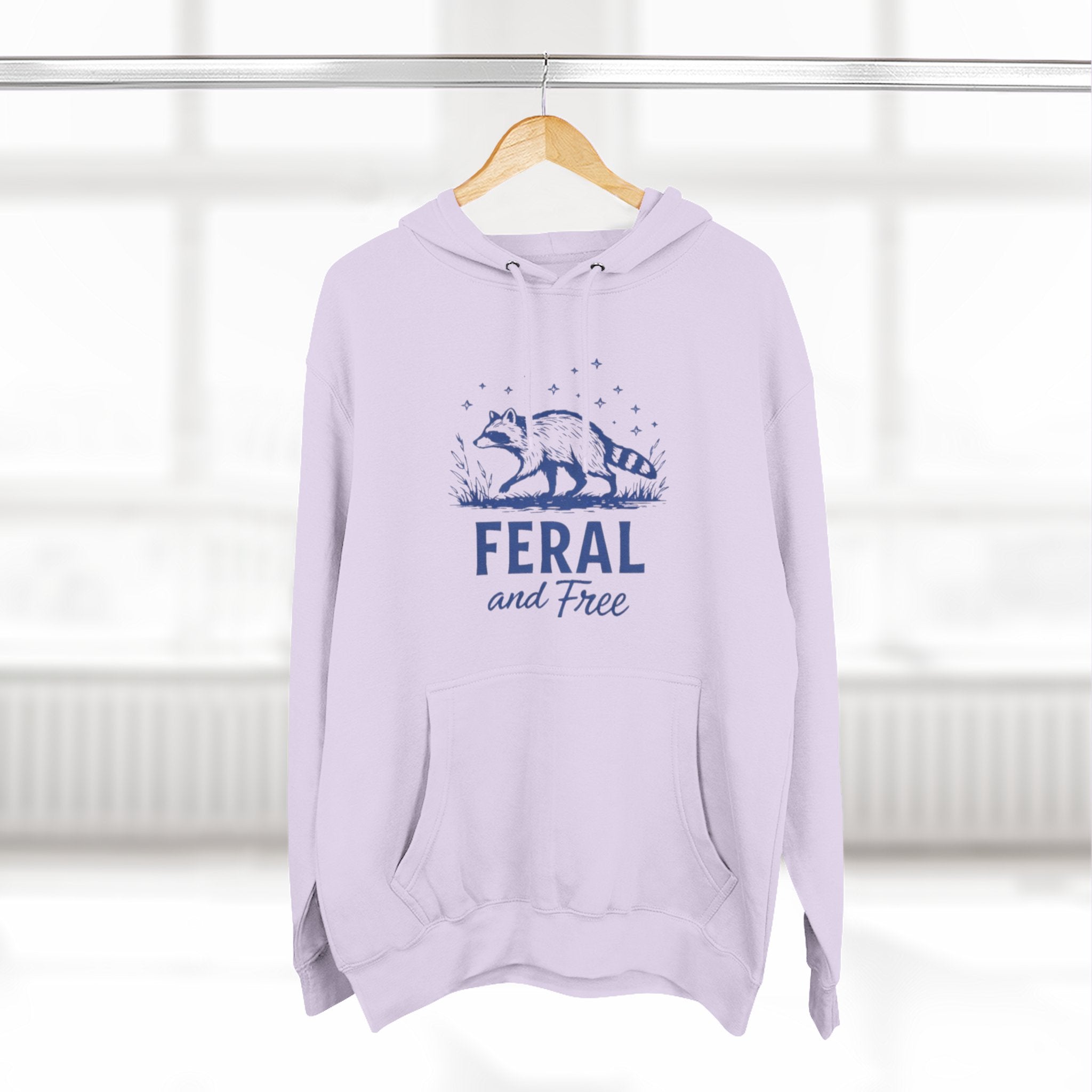 Hoodie | Feral and Free Raccoon Graphic Hoodie | Nature Lover Casual Pullover