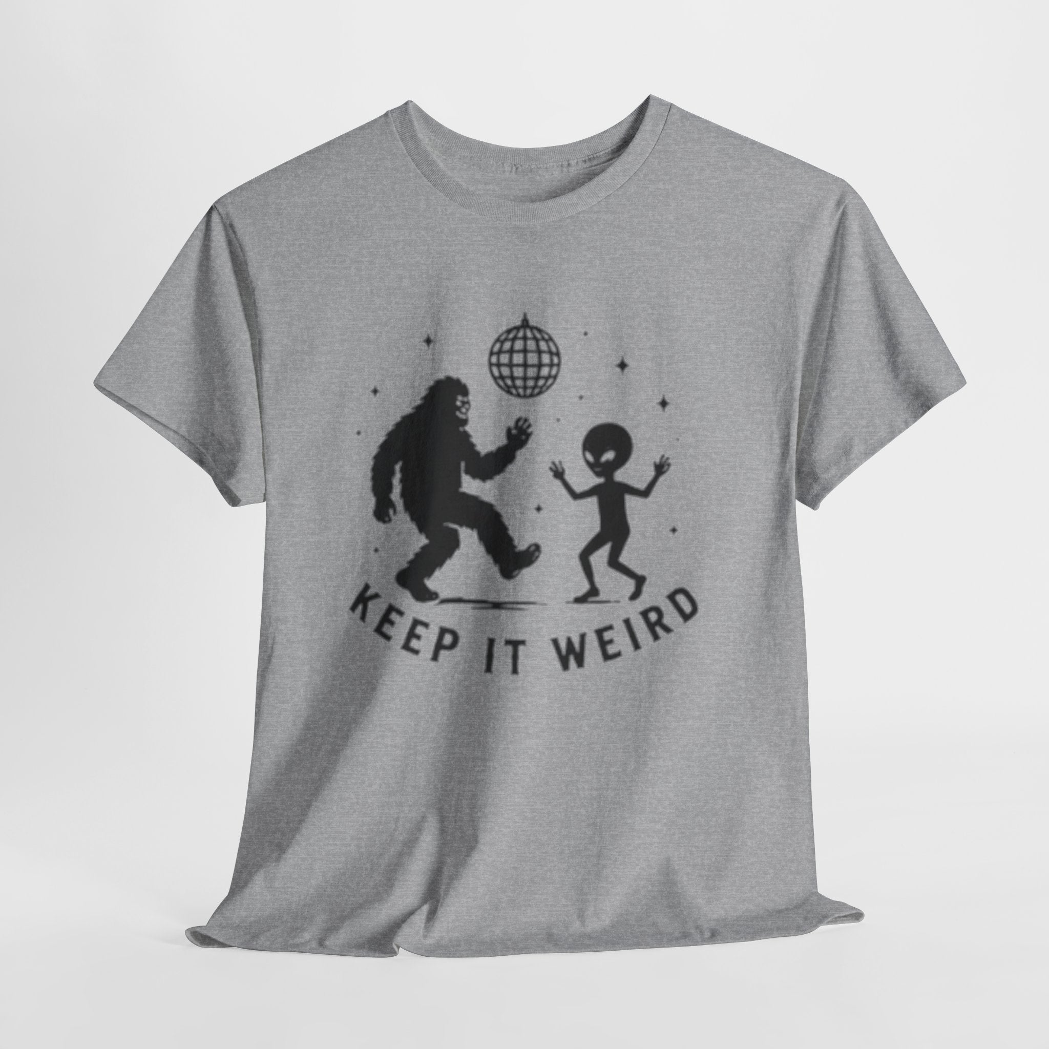 Keep It Weird T-Shirt | Dancing Bigfoot & Alien Disco Tee