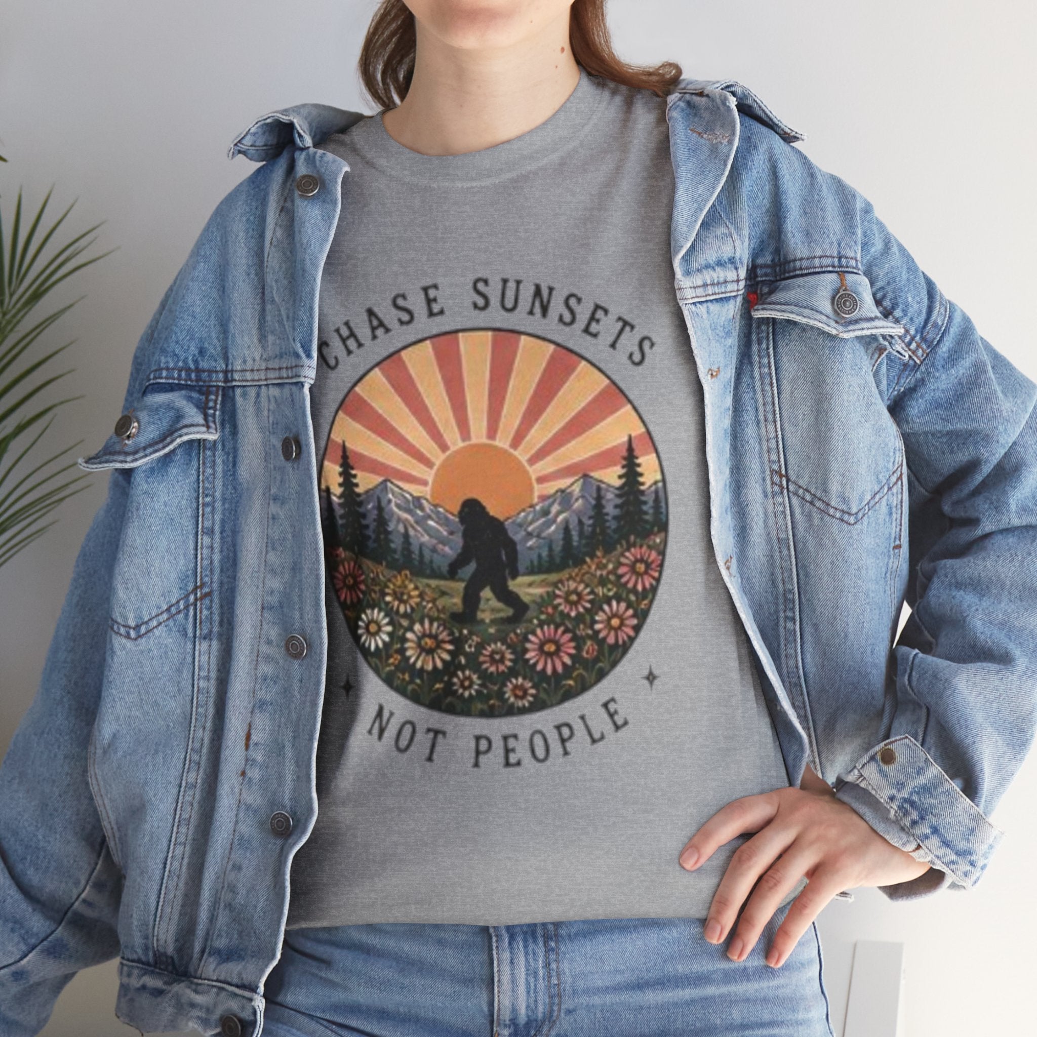 Chase Sunsets Not People Bigfoot Tee