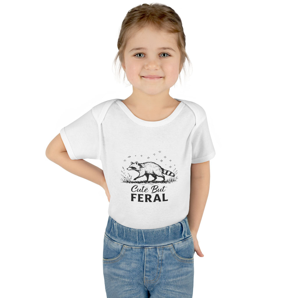 Infant Bodysuit  "Cute But Feral" Raccoon Baby Onesie | Funny Newborn Shower Gift