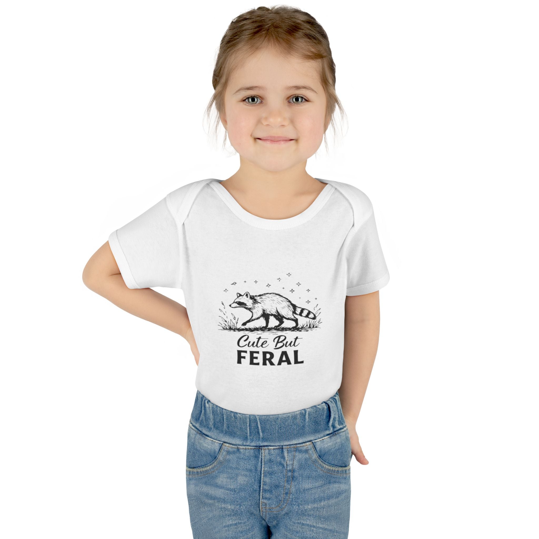 Infant Bodysuit  "Cute But Feral" Raccoon Baby Onesie | Funny Newborn Shower Gift
