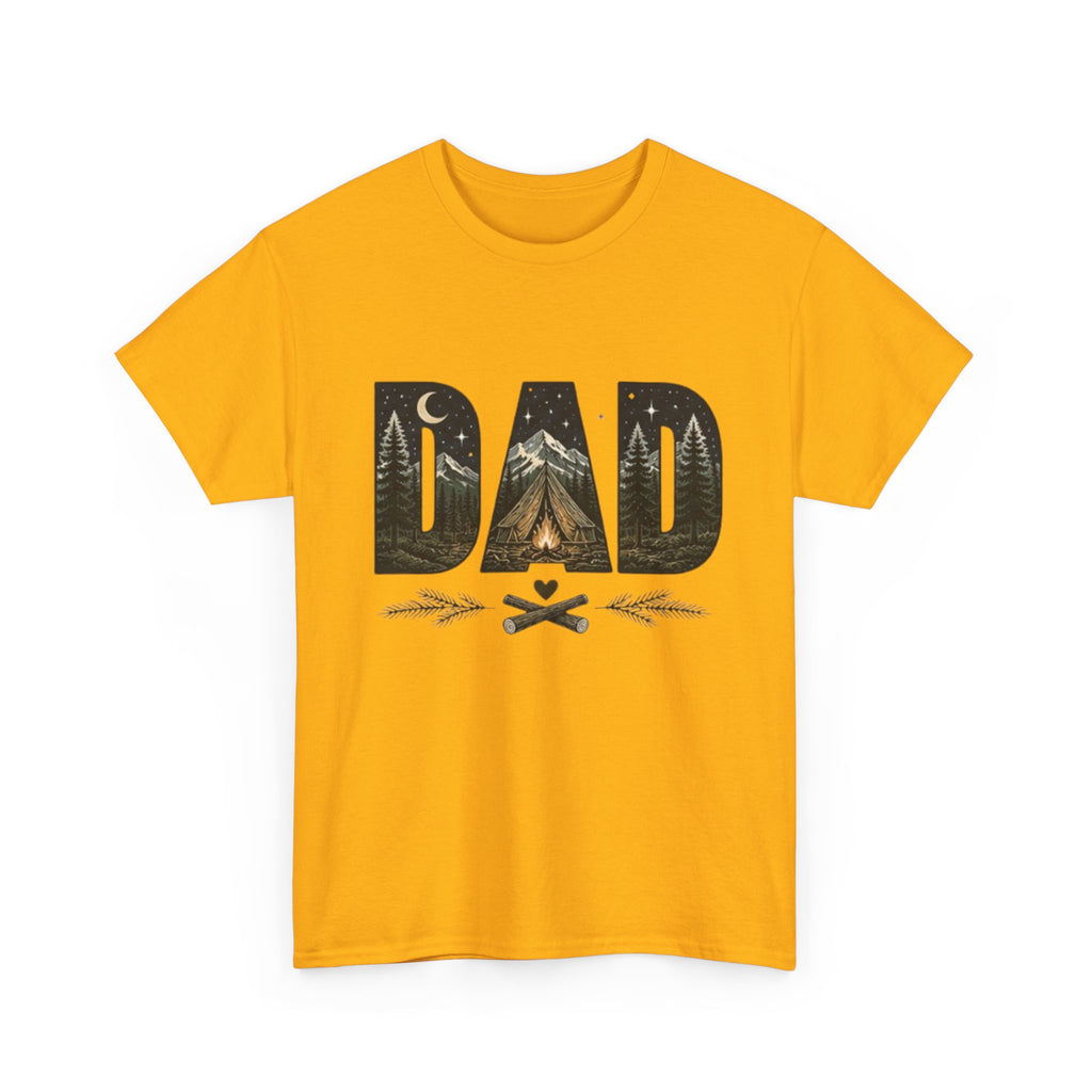 Dad Camping T-Shirt | Outdoor Graphic Tee with Tent & Campfire Design