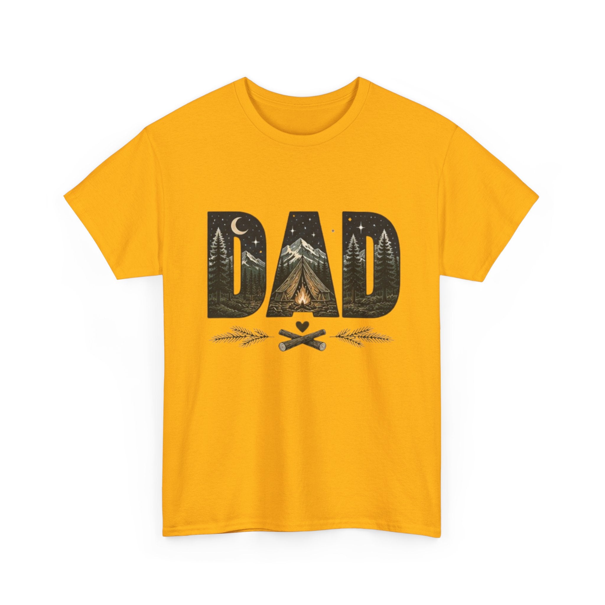Dad Camping T-Shirt | Outdoor Graphic Tee with Tent & Campfire Design