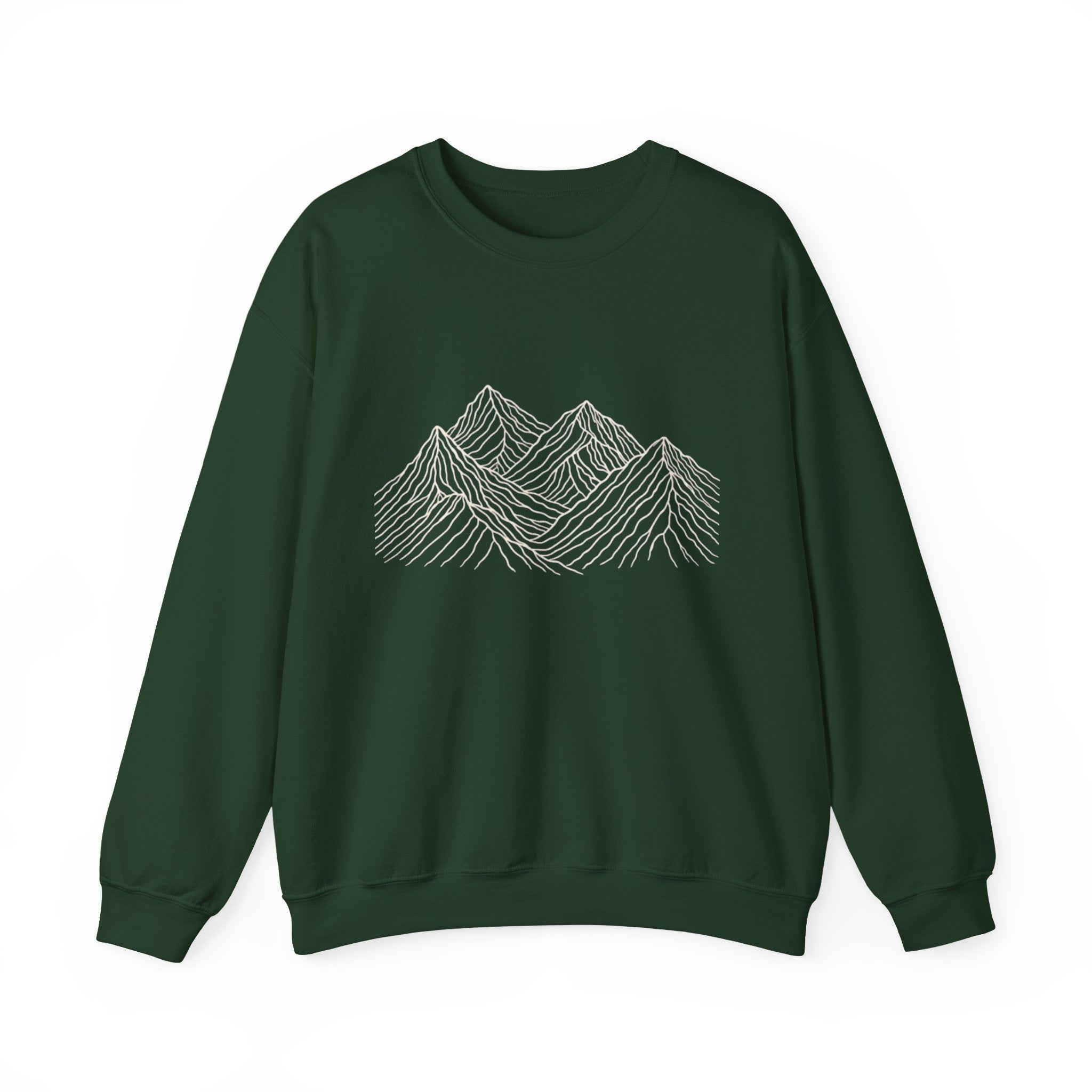 Mountain Line Art Crewneck Sweatshirt | Minimalist Outdoor Graphic Sweater