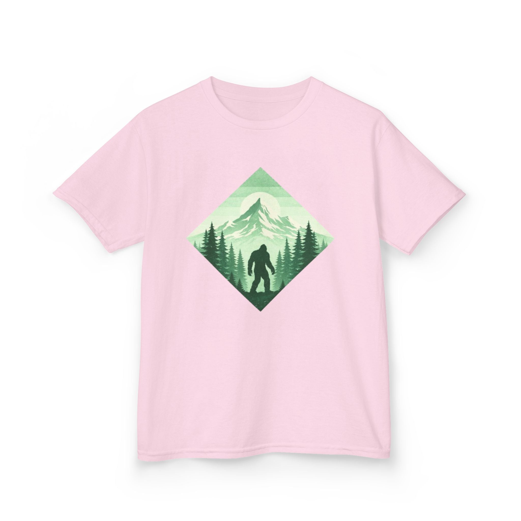 Kids Tee | Green Mountain Bigfoot Silhouette Nature Graphic