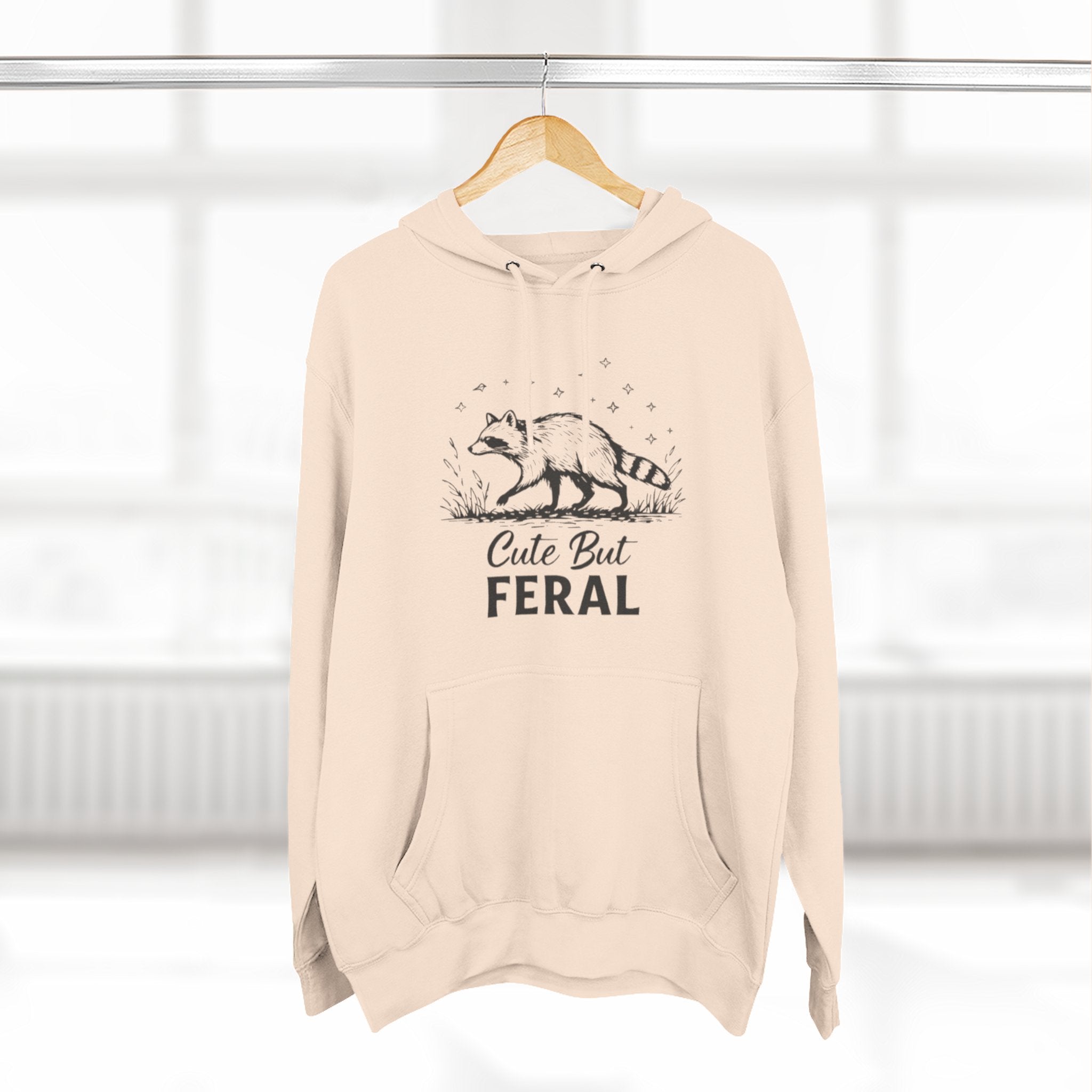 Cute But Feral Hoodie | Raccoon Illustration Graphic Pullover