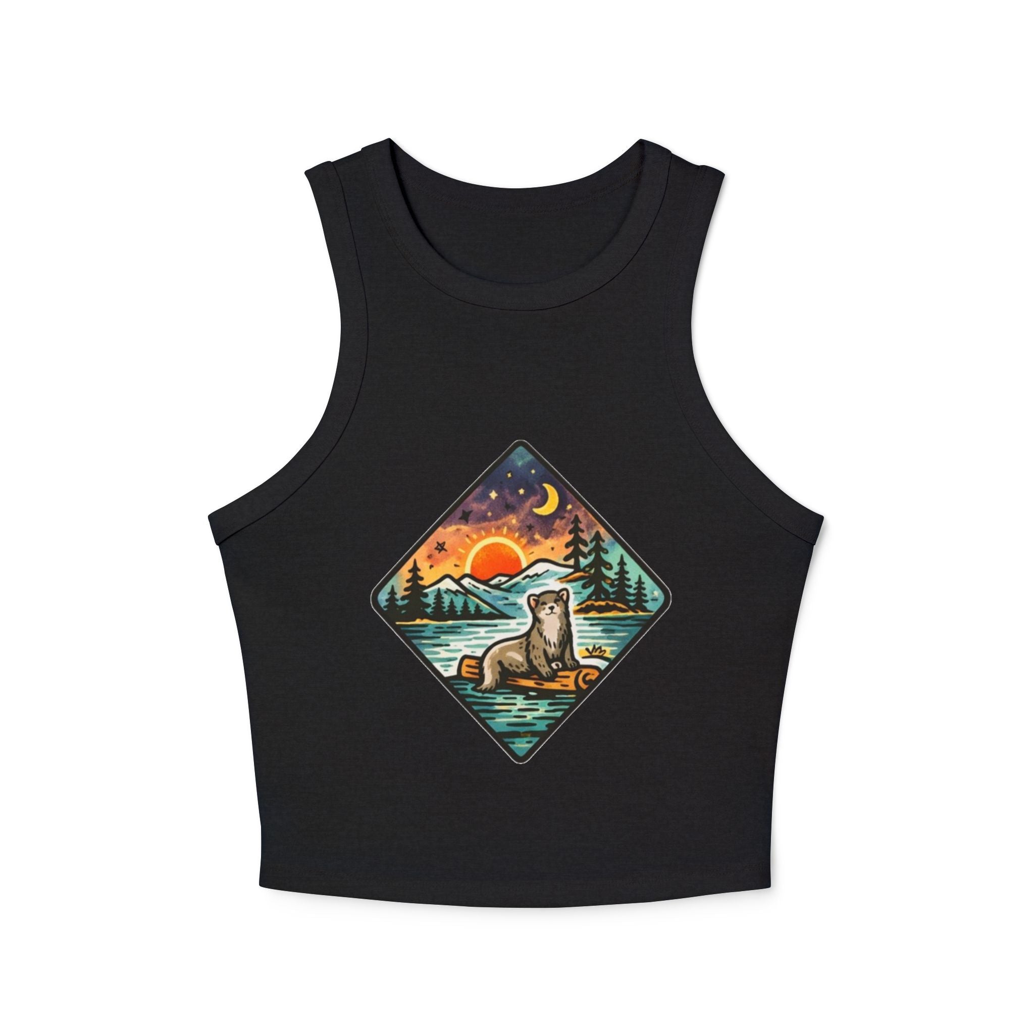Otter Sunset Galaxy Racer Tank | Womens Ribbed Crop Tank Top