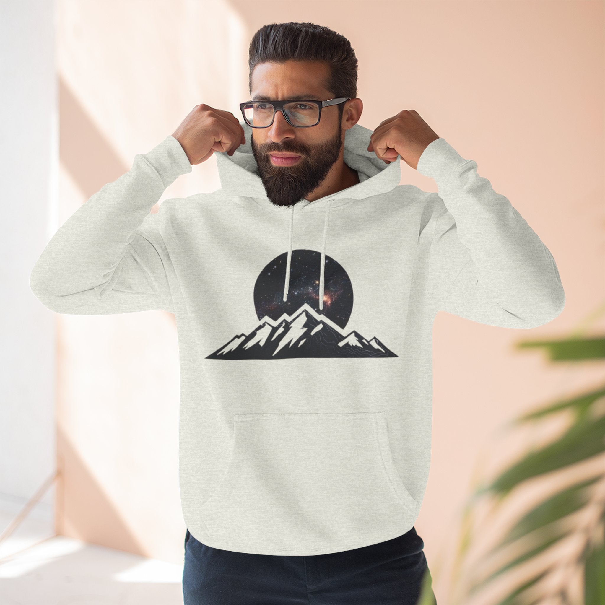 Mountain Sunset Hoodie | Minimalist Mountain Range with Night Sky Graphic