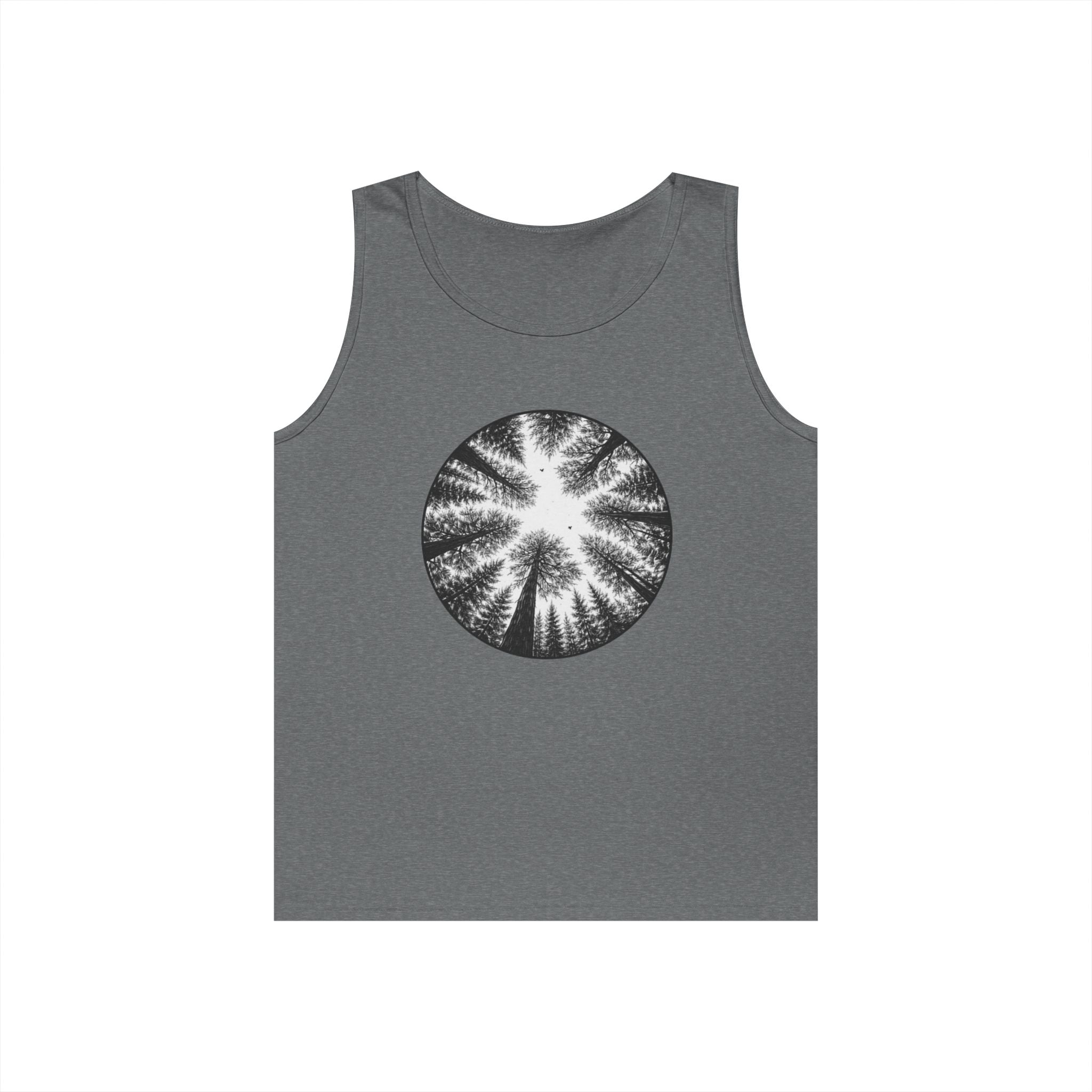 Tree Canopy Circle Tank Top | Forest Silhouette Nature Graphic Tank