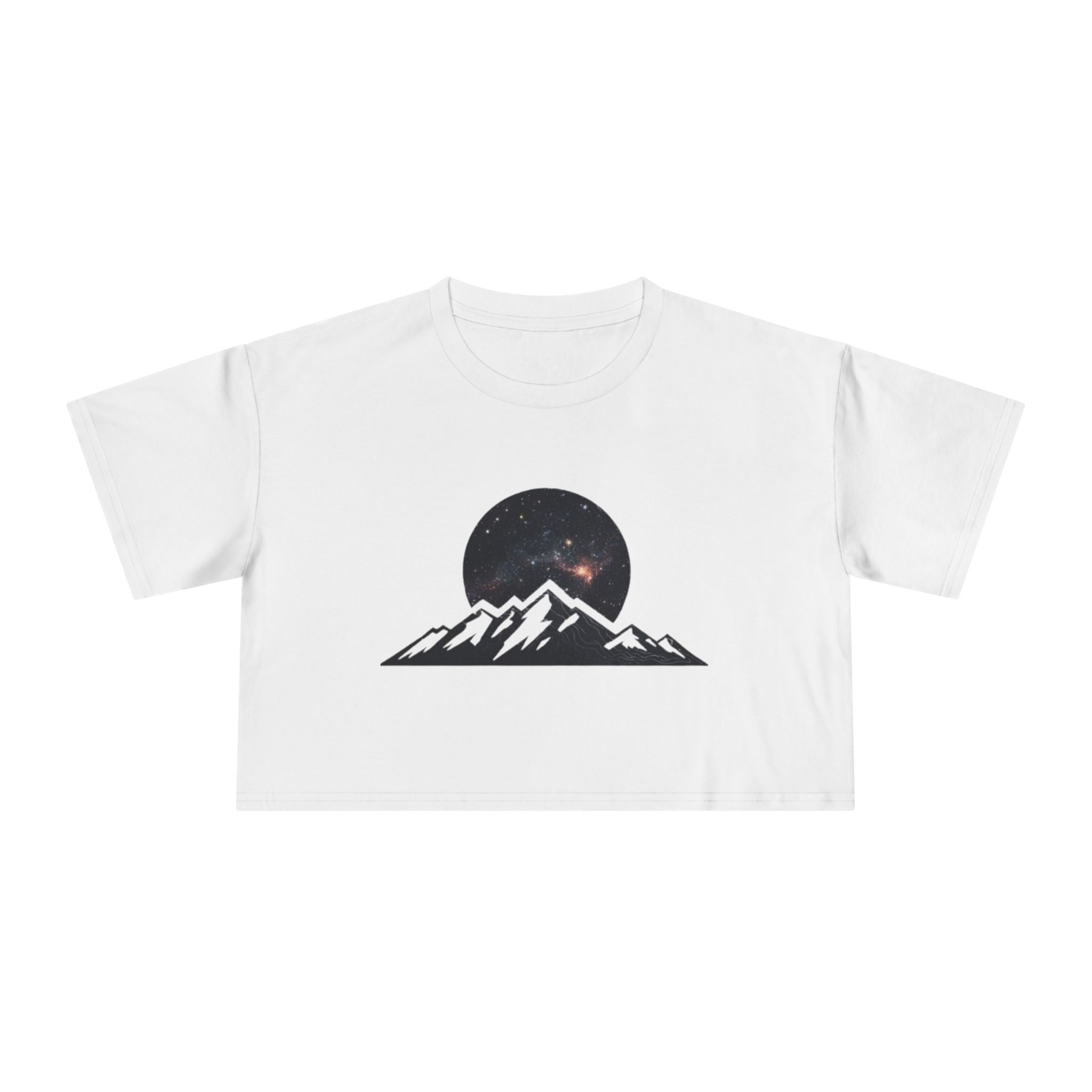Crop Tee | Night Sky Mountain Graphic