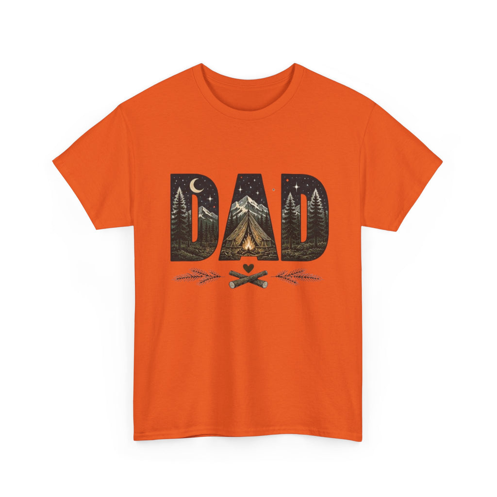 Dad Camping T-Shirt | Outdoor Graphic Tee with Tent & Campfire Design