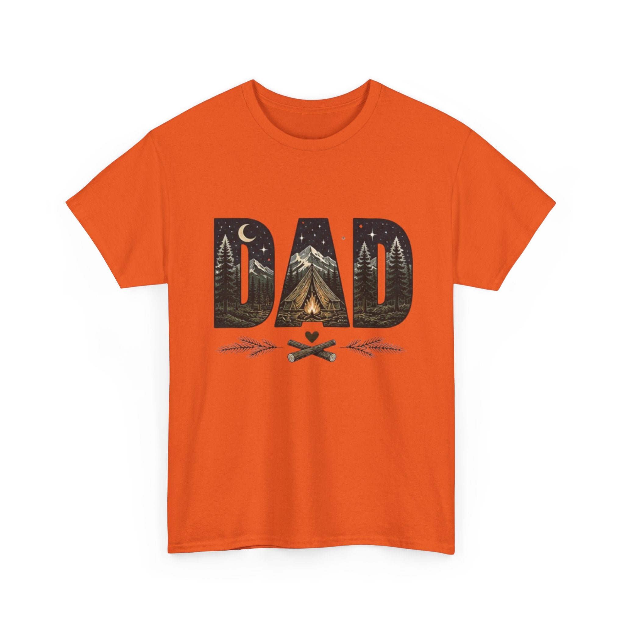 Dad Camping T-Shirt | Outdoor Graphic Tee with Tent & Campfire Design