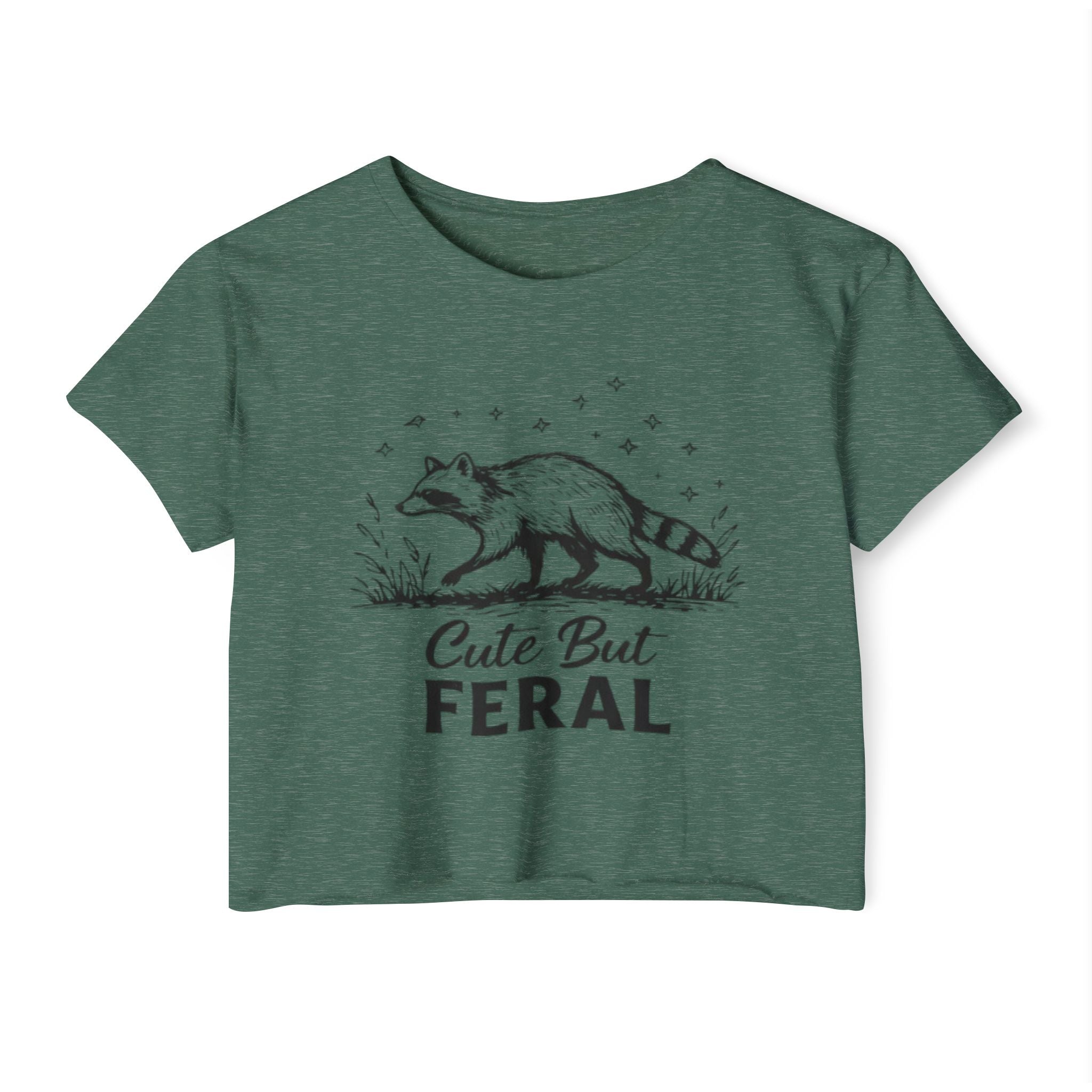 Cute But Feral Raccoon Crop Top | Womens Festival Graphic Tee