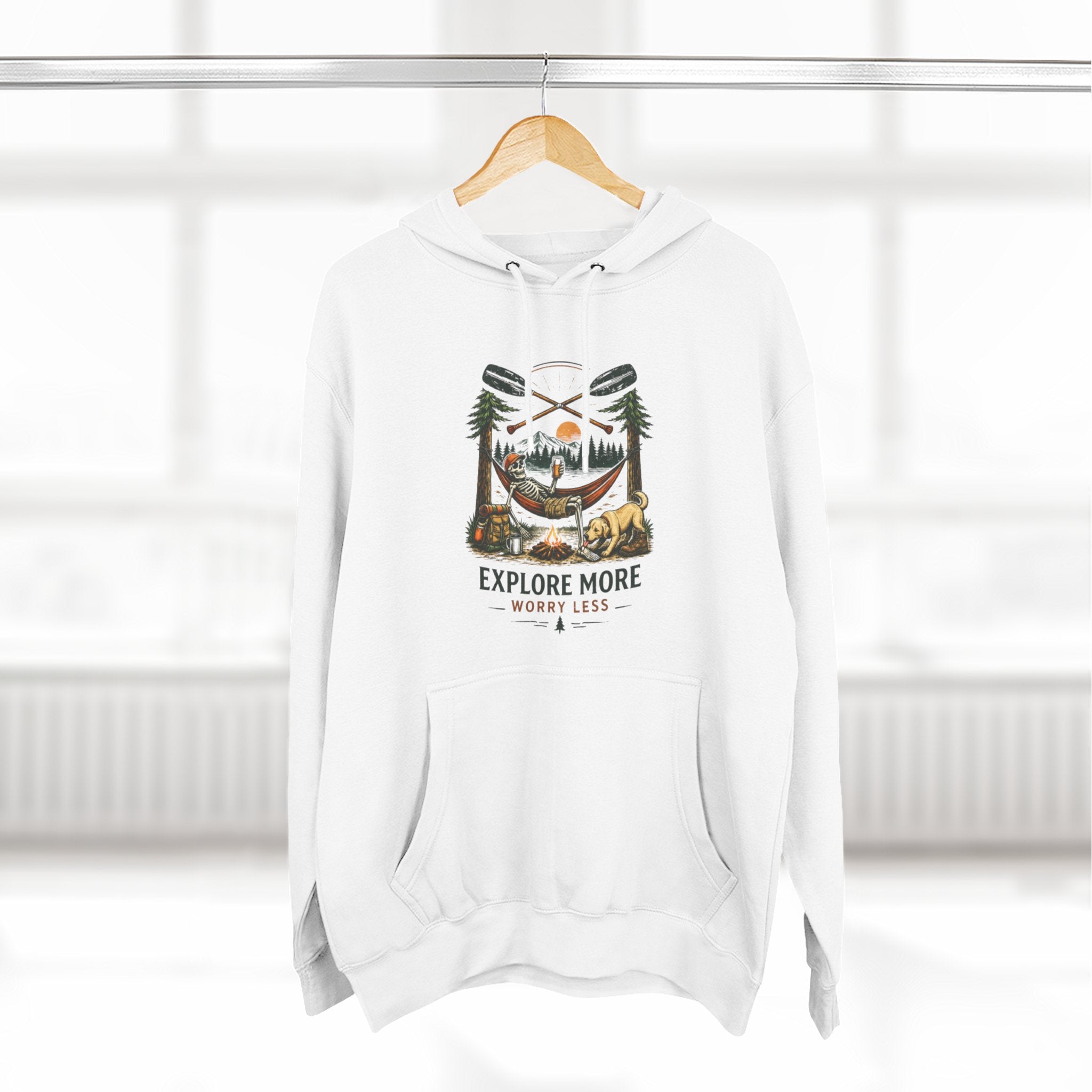 Explore More Hoodie | Adventure Campfire Graphic Fleece Pullover