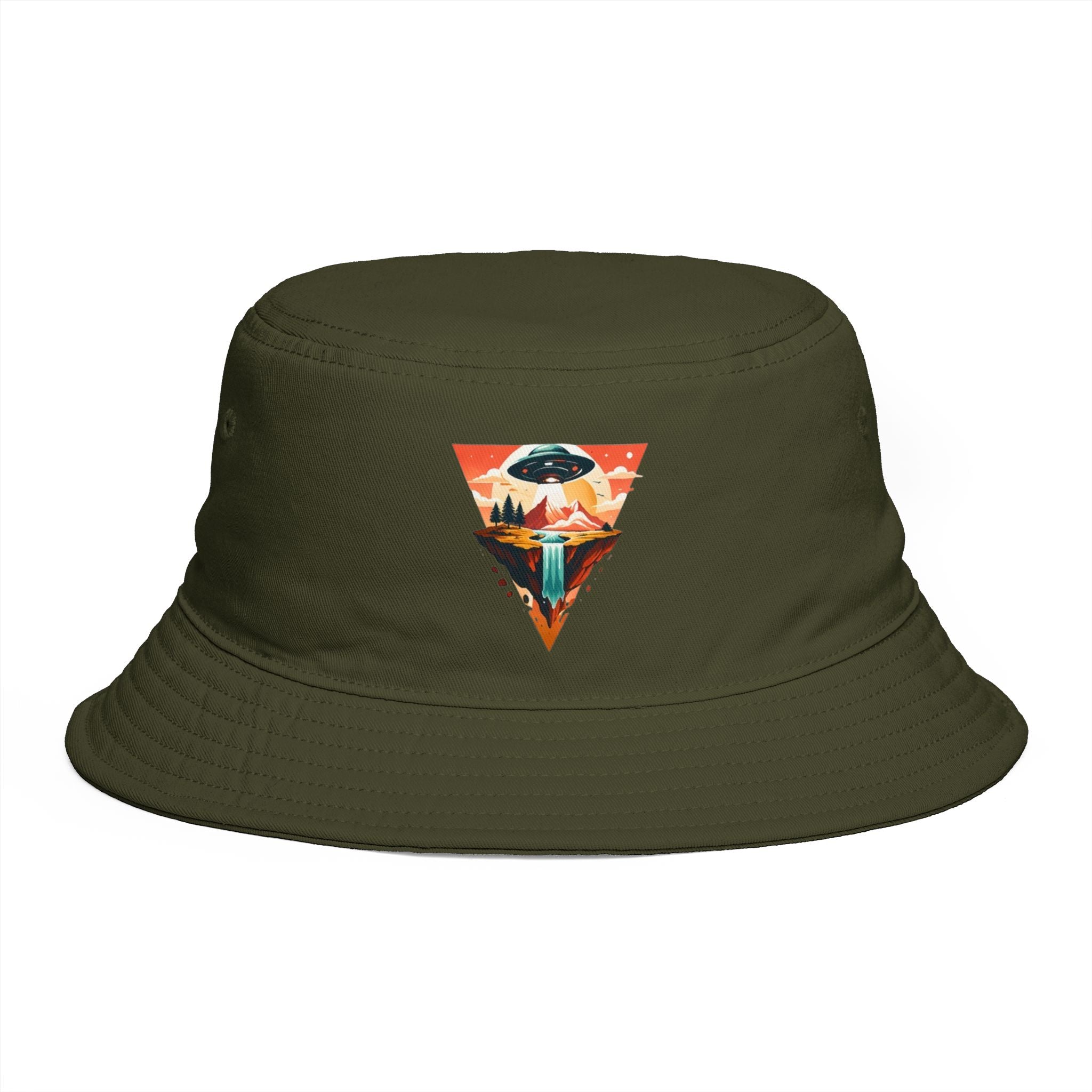 Retro Mountain Triangle Bucket Hat | Vintage Outdoors Adventure Sun Hat
