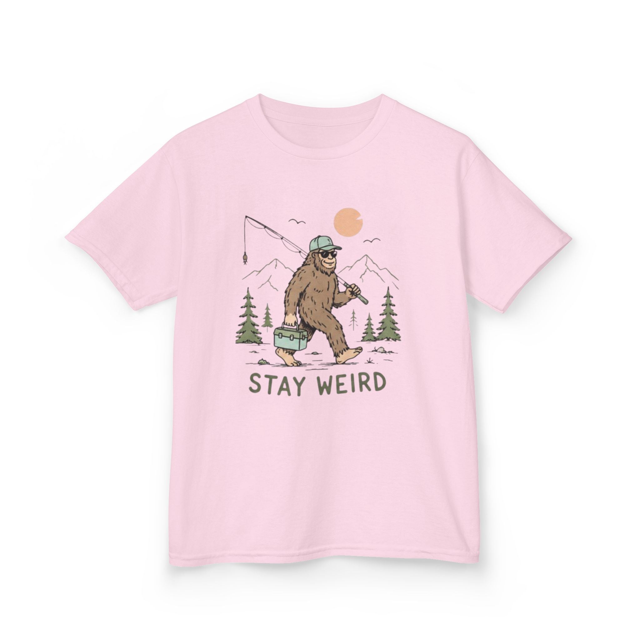 Kids Tee | Stay Weird Bigfoot Fishing