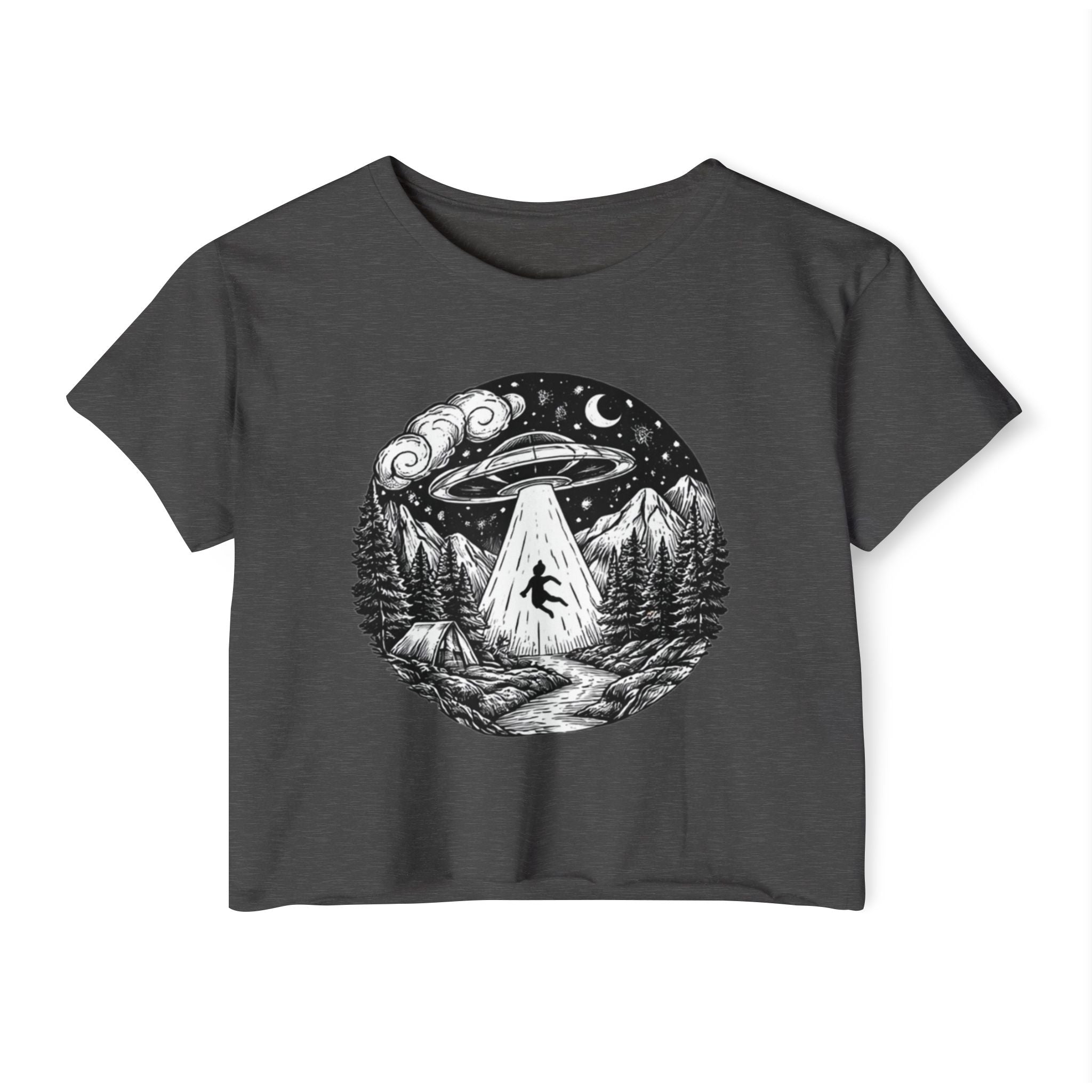 Crop Top | UFO Abduction Night Sky Graphic Women's Festival Crop
