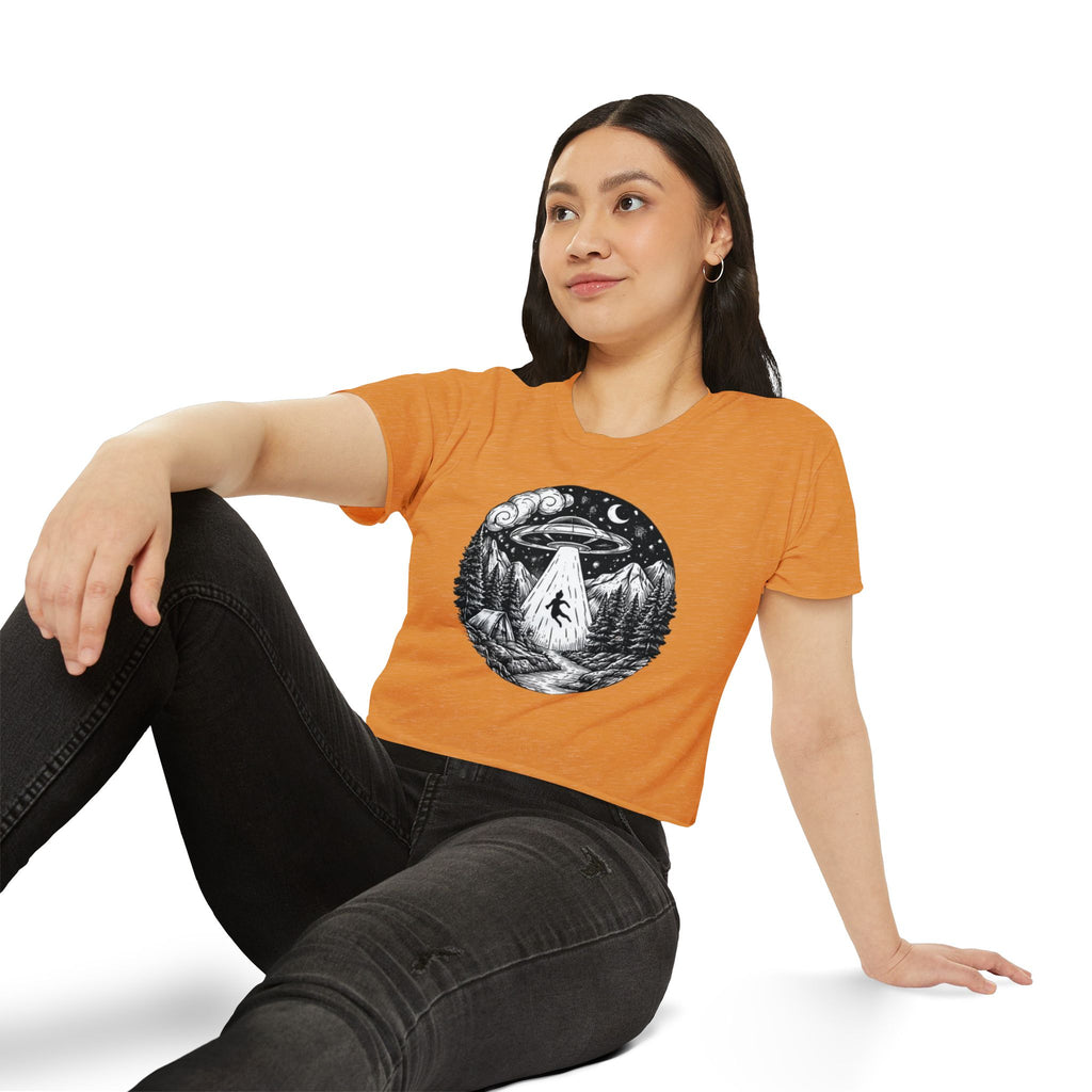 Crop Top | UFO Abduction Night Sky Graphic Women's Festival Crop