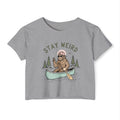 Stay Weird Crop Top | Cute Sasquatch Canoe Graphic Womens Festival Shirt