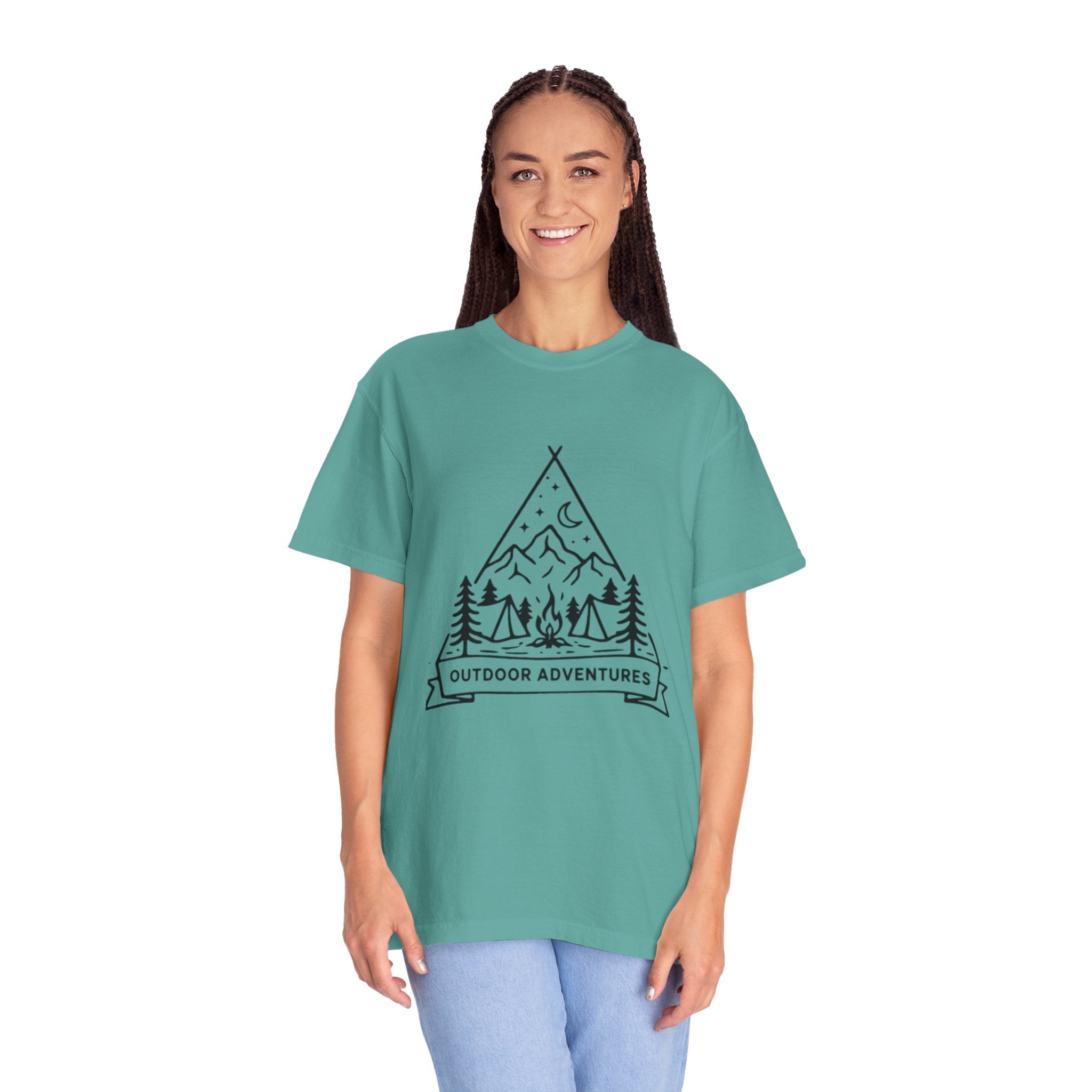 Outdoor Adventures T-Shirt | Camping Mountains Campfire Graphic Tee