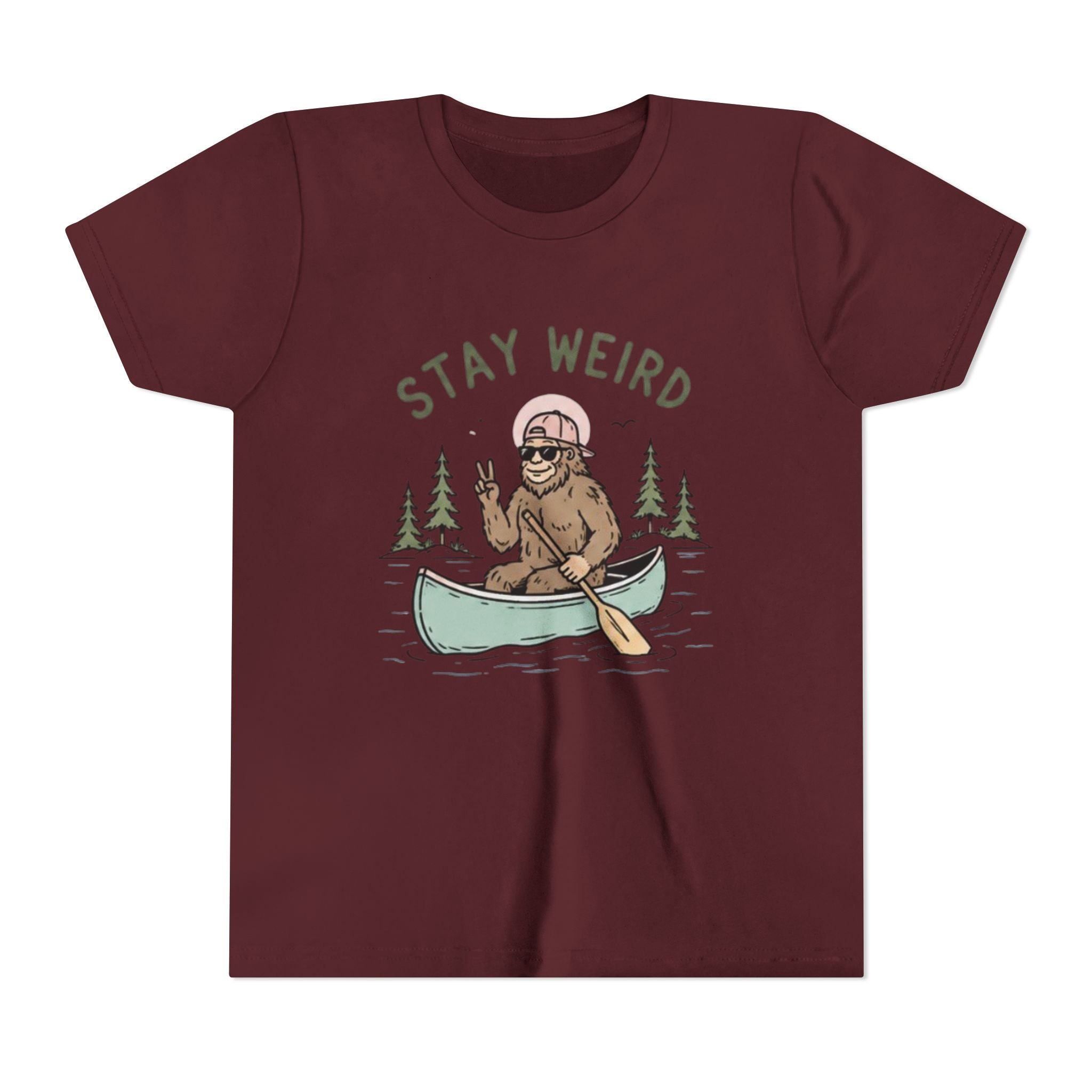 Youth T-Shirt | "Stay Weird" Canoe Bigfoot Graphic Tee