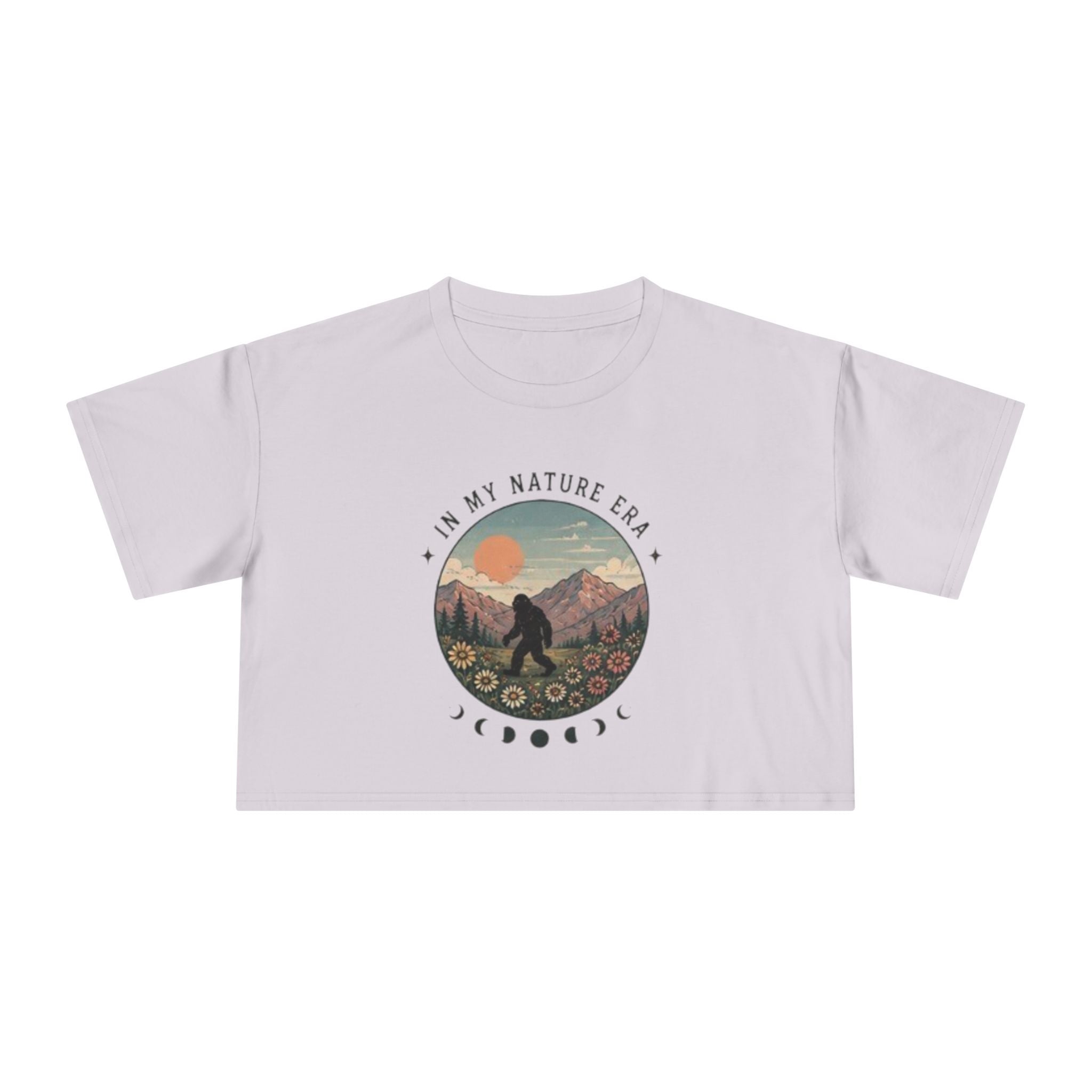 Nature Era Crop Tee | "I Am My Nature Era" Mountain & Sun Graphic