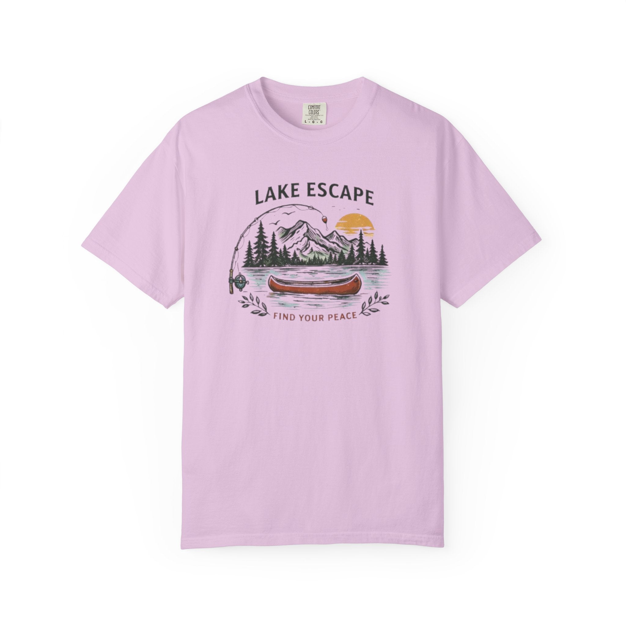 Lake Escape T-Shirt | Canoe Nature Graphic "Find Your Peace" Tee