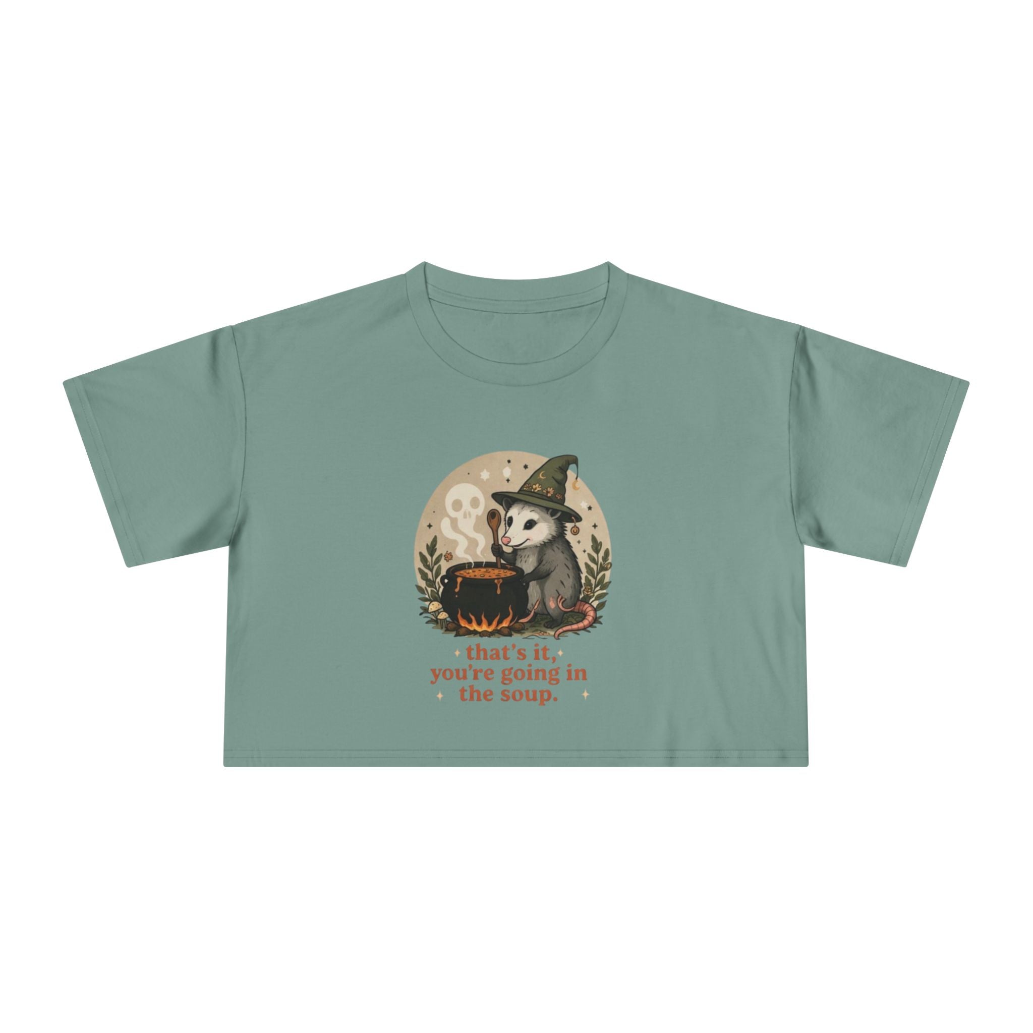 Crop Tee | Witch Cat Cauldron "thats it, youre going in the soup."