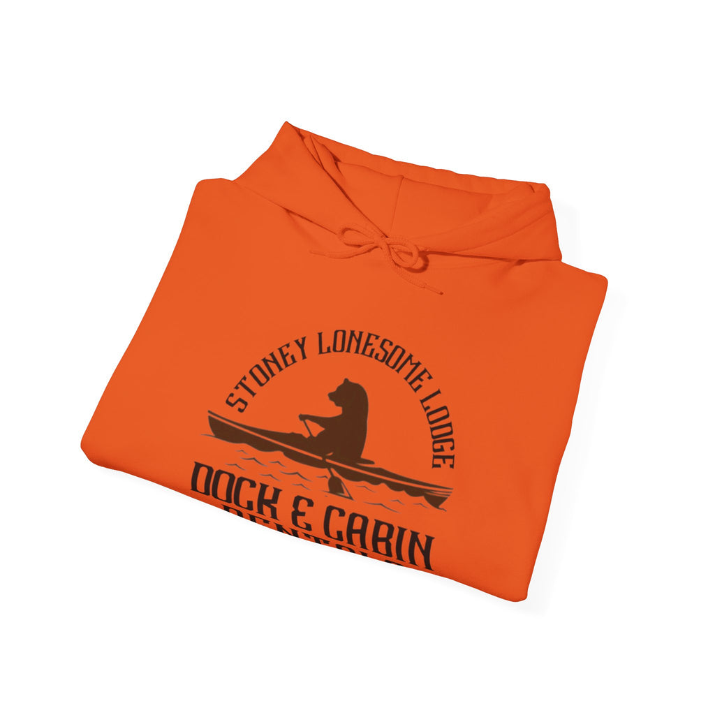 Dock & Cabin Rentals Hoodie | Stoney Lonesome Lodge Fishing Cabin Sweatshirt