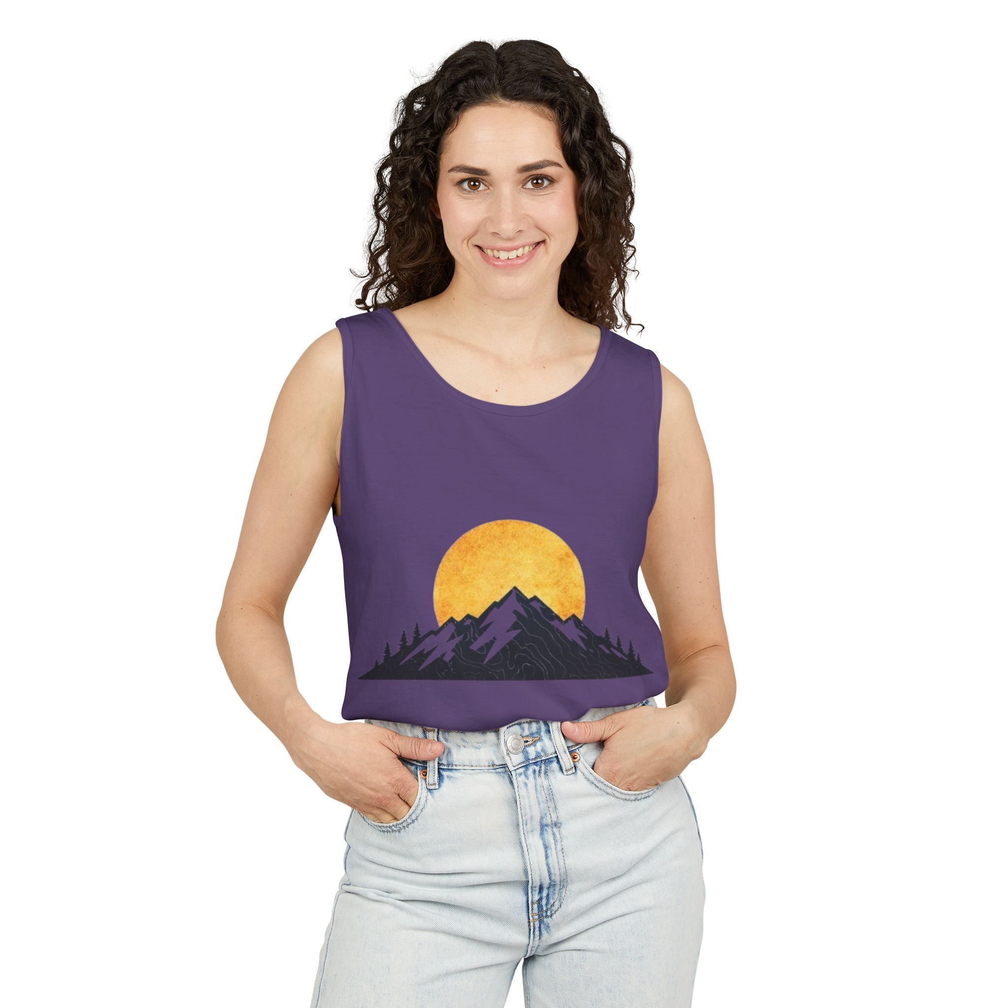 Moon & Mountain Tank | Mountain Landscape Graphic Tank Top