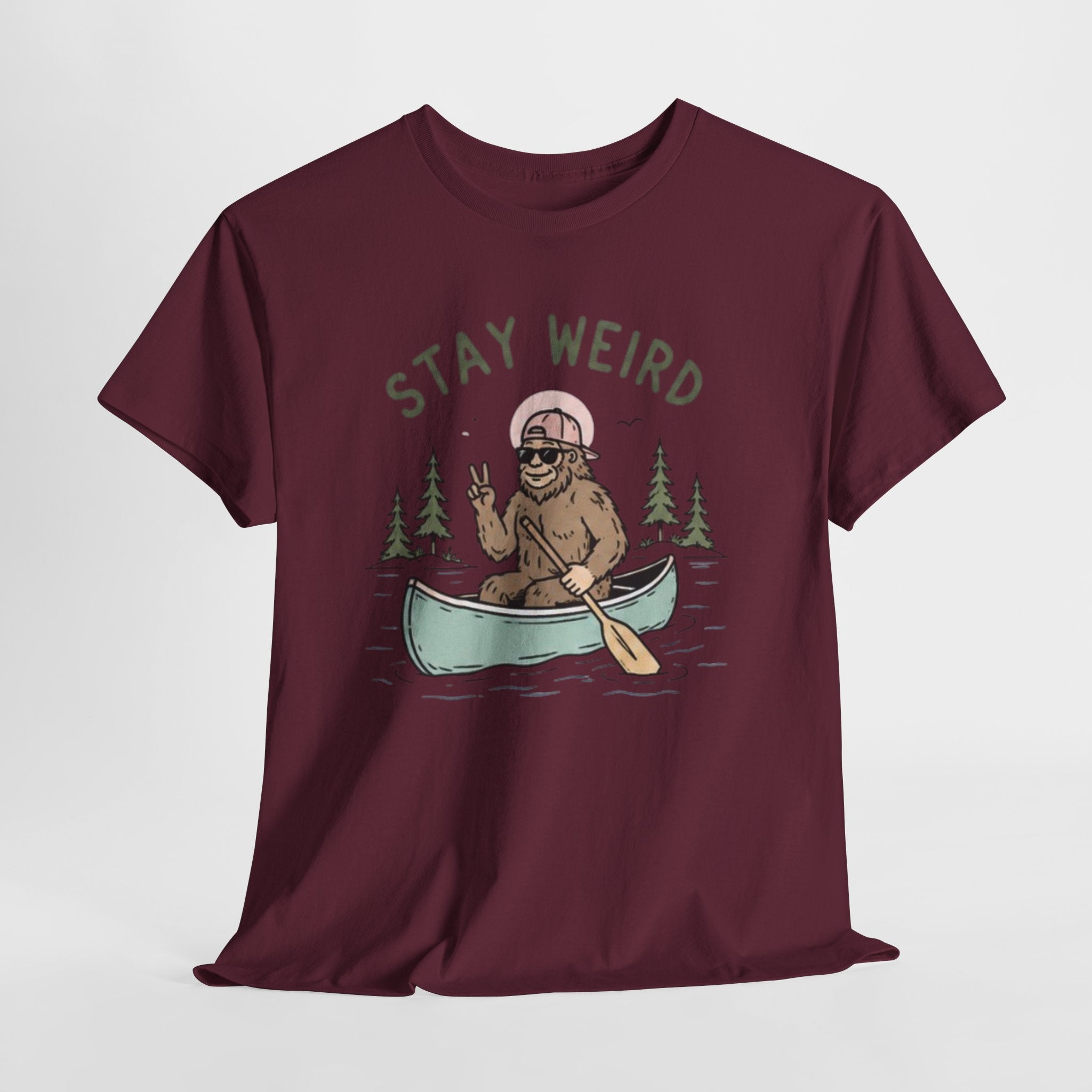 Stay Weird Canoe Tee | Funny Bigfoot Camping T-Shirt