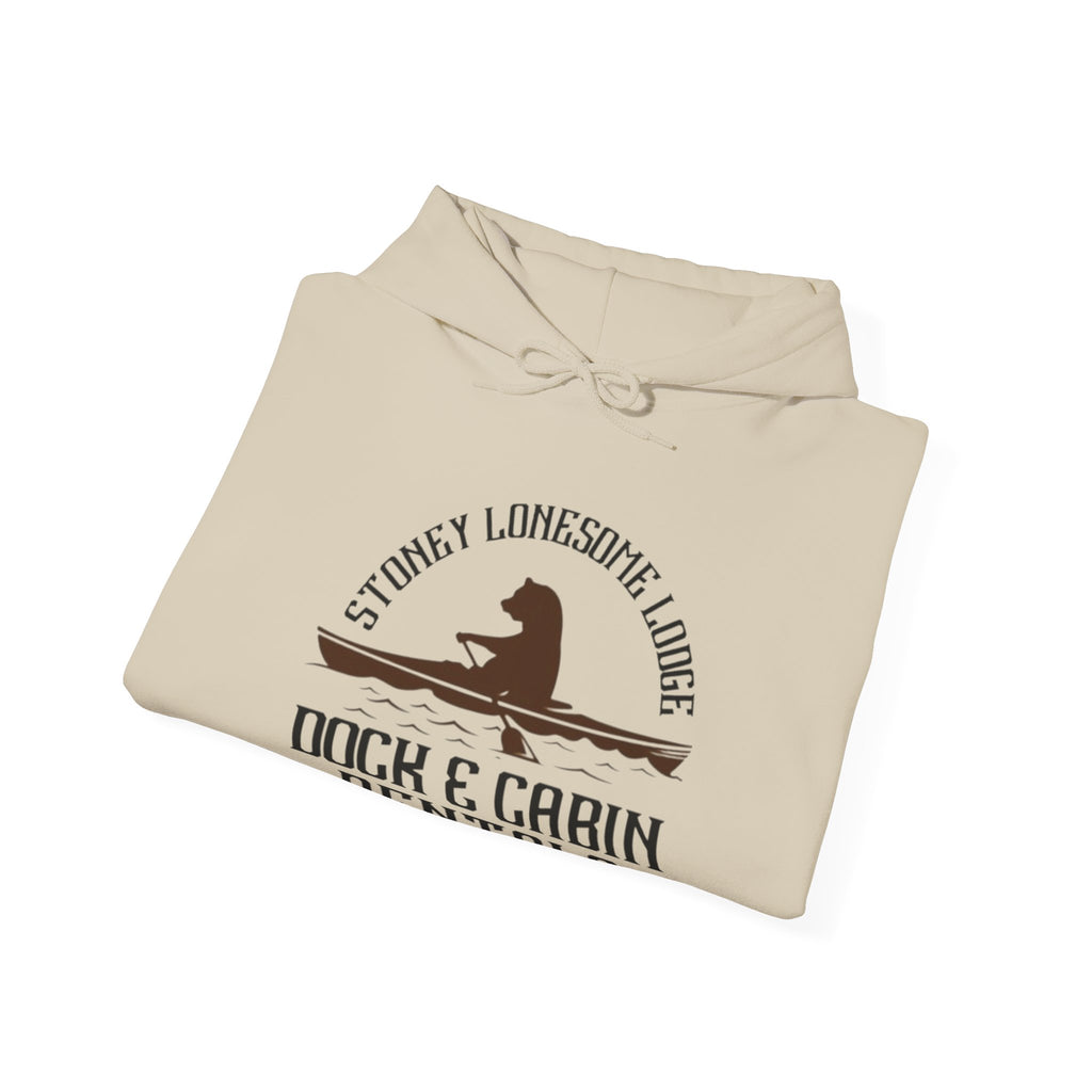 Dock & Cabin Rentals Hoodie | Stoney Lonesome Lodge Fishing Cabin Sweatshirt