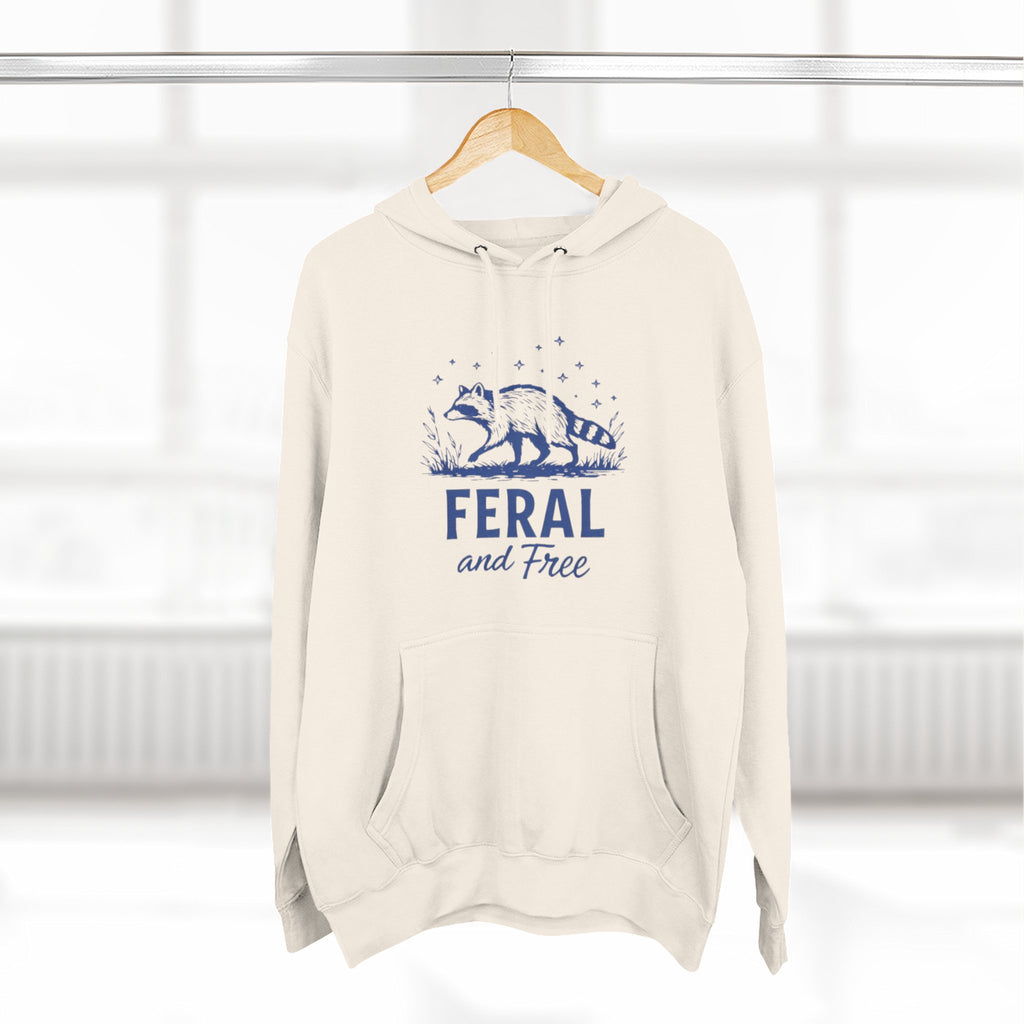 Hoodie | Feral and Free Raccoon Graphic Hoodie | Nature Lover Casual Pullover