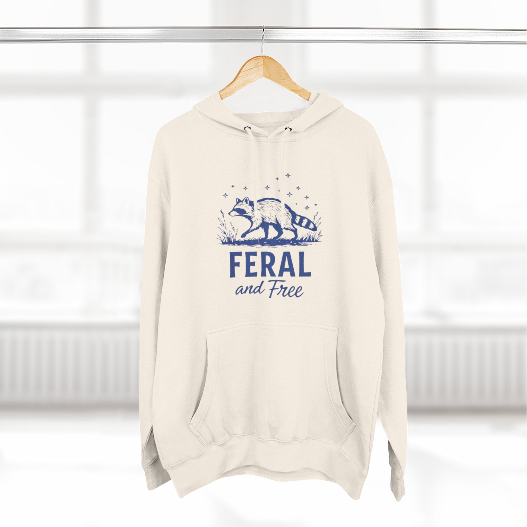 Hoodie | Feral and Free Raccoon Graphic Hoodie | Nature Lover Casual Pullover