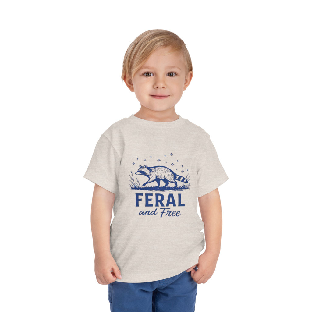Toddler Tee | "Feral and Free" Raccoon Graphic