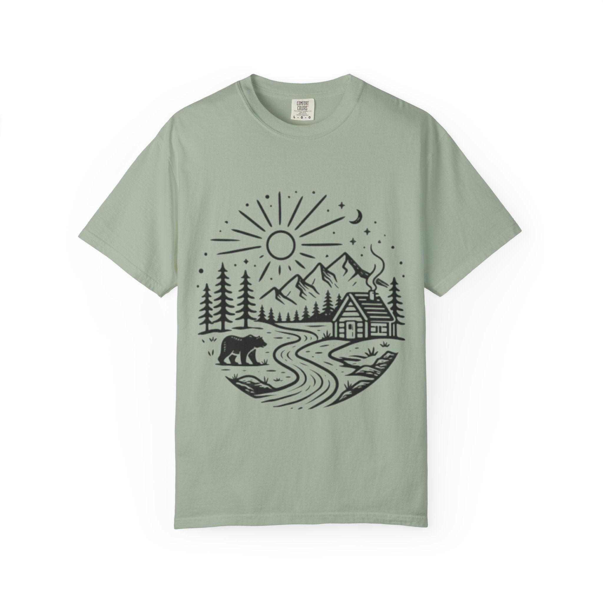 Cabin River Wilderness T-Shirt | Mountain, Bear & Forest Outdoor Tee