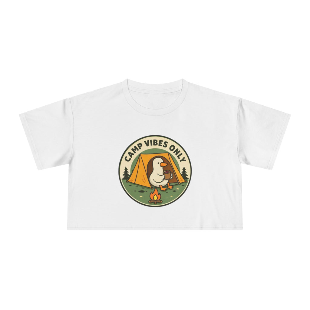 Camp Vibes Only Crop Tee | Cute Camping Goose Graphic