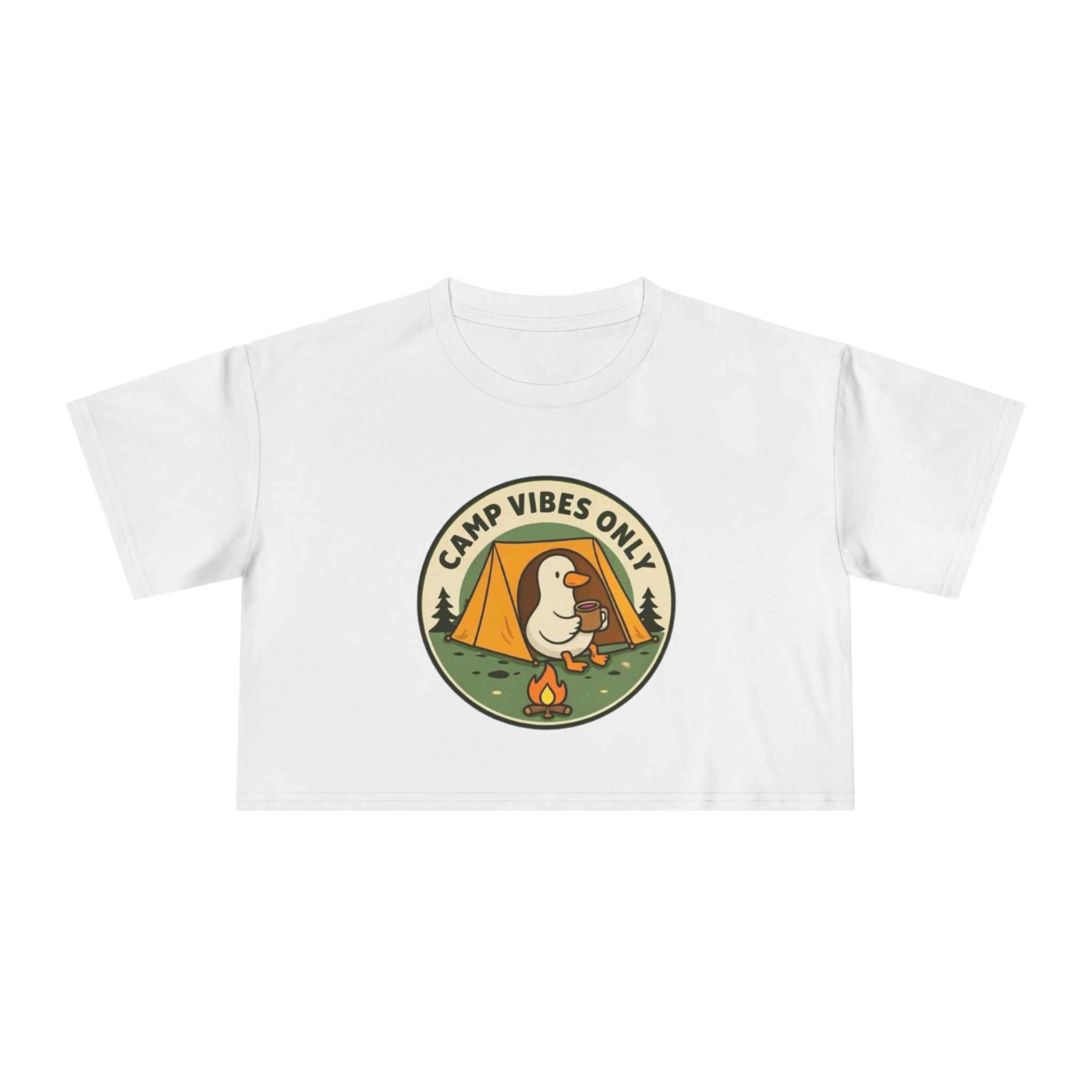 Camp Vibes Only Crop Tee | Cute Camping Goose Graphic
