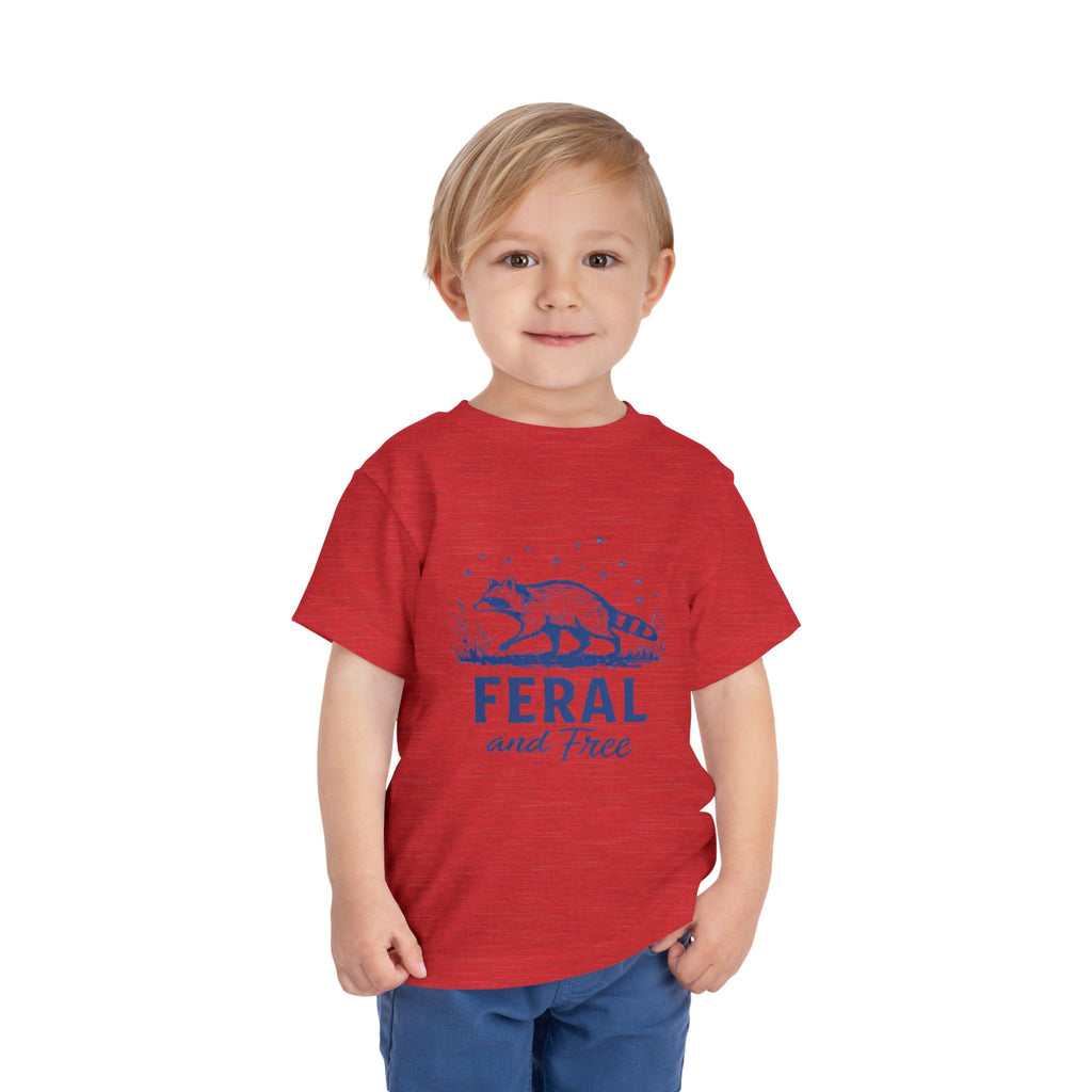Toddler Tee | "Feral and Free" Raccoon Graphic