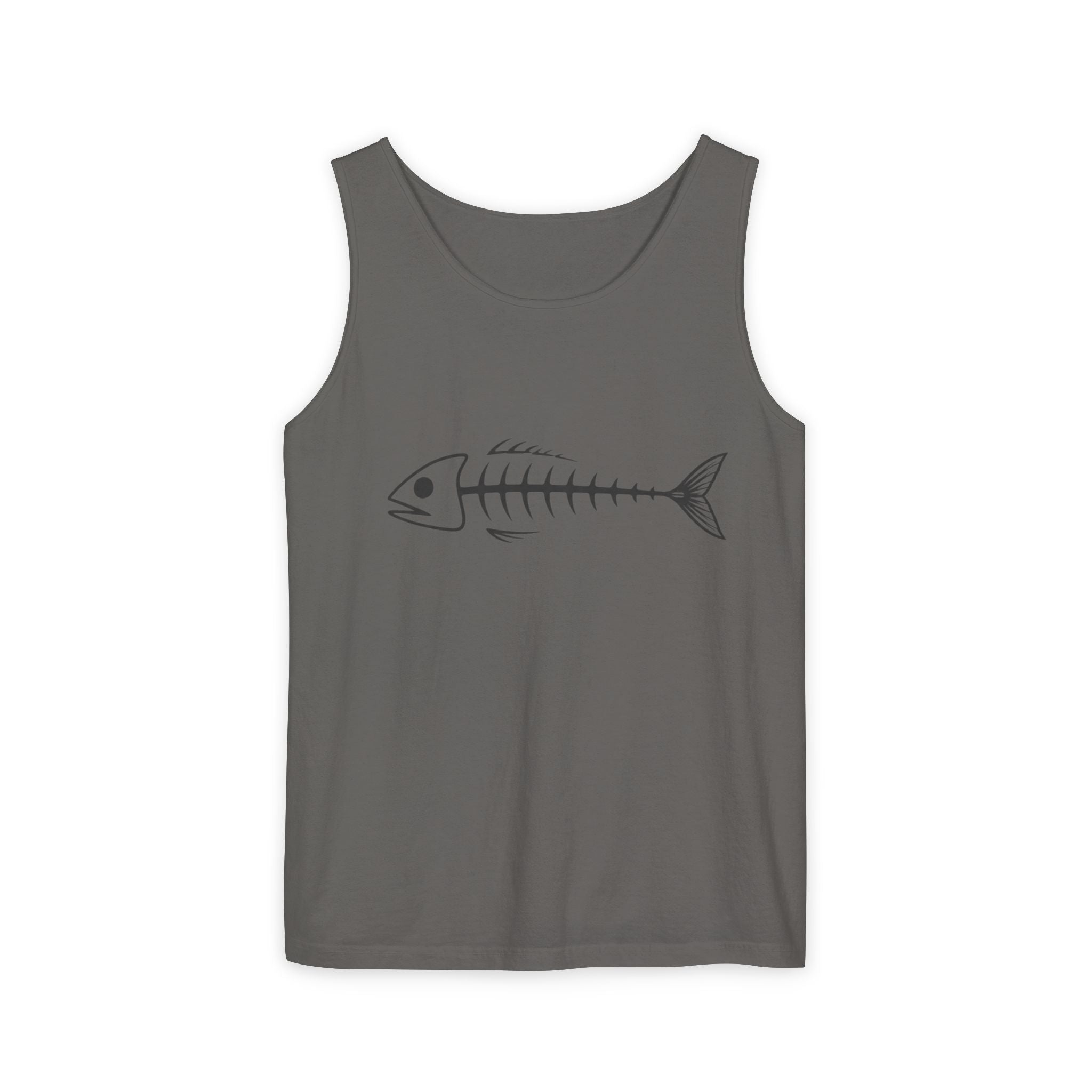 Fish Skeleton Tank Top | Minimalist Fishing Graphic Sleeveless Tee