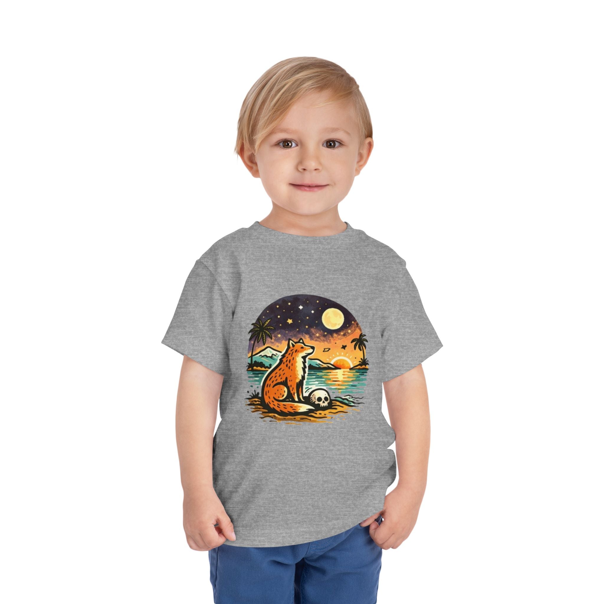 Toddler Tee | Fox Watching Sunset Beach Illustration