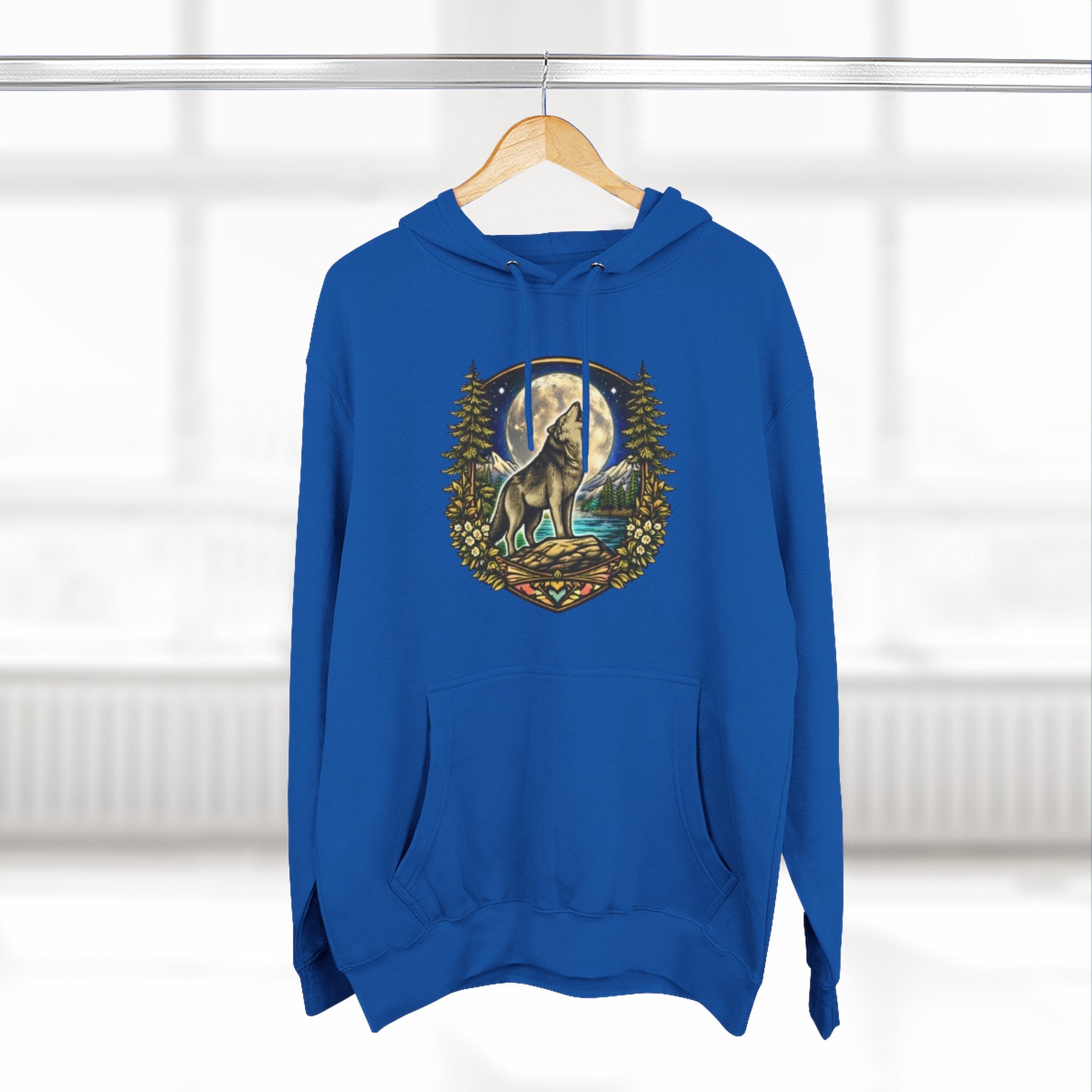 Wolf Moon Hoodie | Woodland Night Howl Graphic Fleece Hoodie
