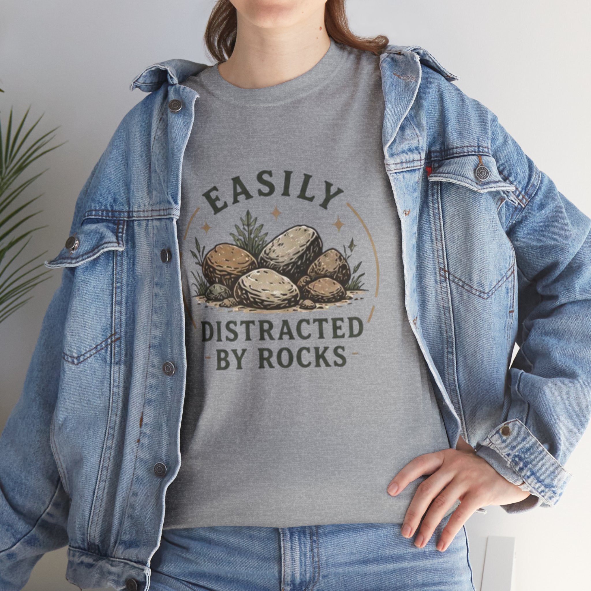 Easily Distracted by Rocks T-Shirt | Funny Nature Lover Tee
