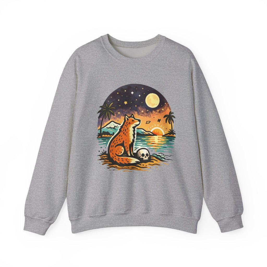Crewneck Sweatshirt | Sunset Fox Beach Scene Graphic