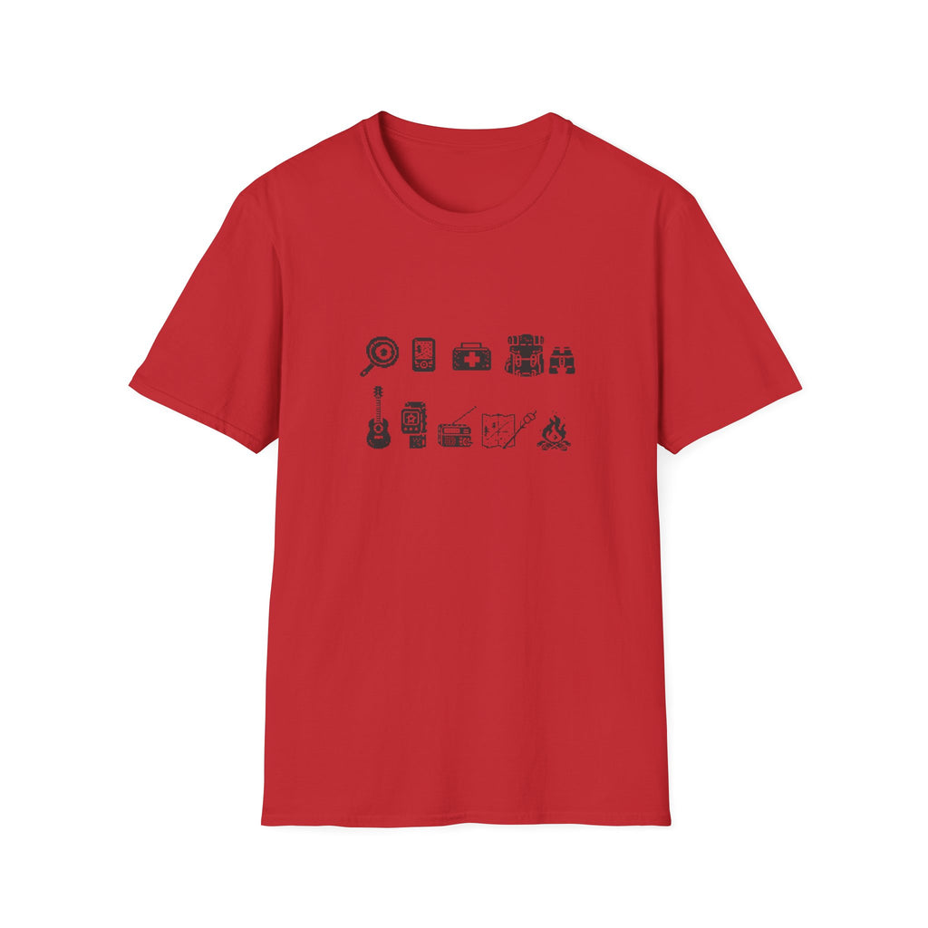 T-Shirt | Minimal Camping Gear Icons Graphic Tee | Camping Kit Tee