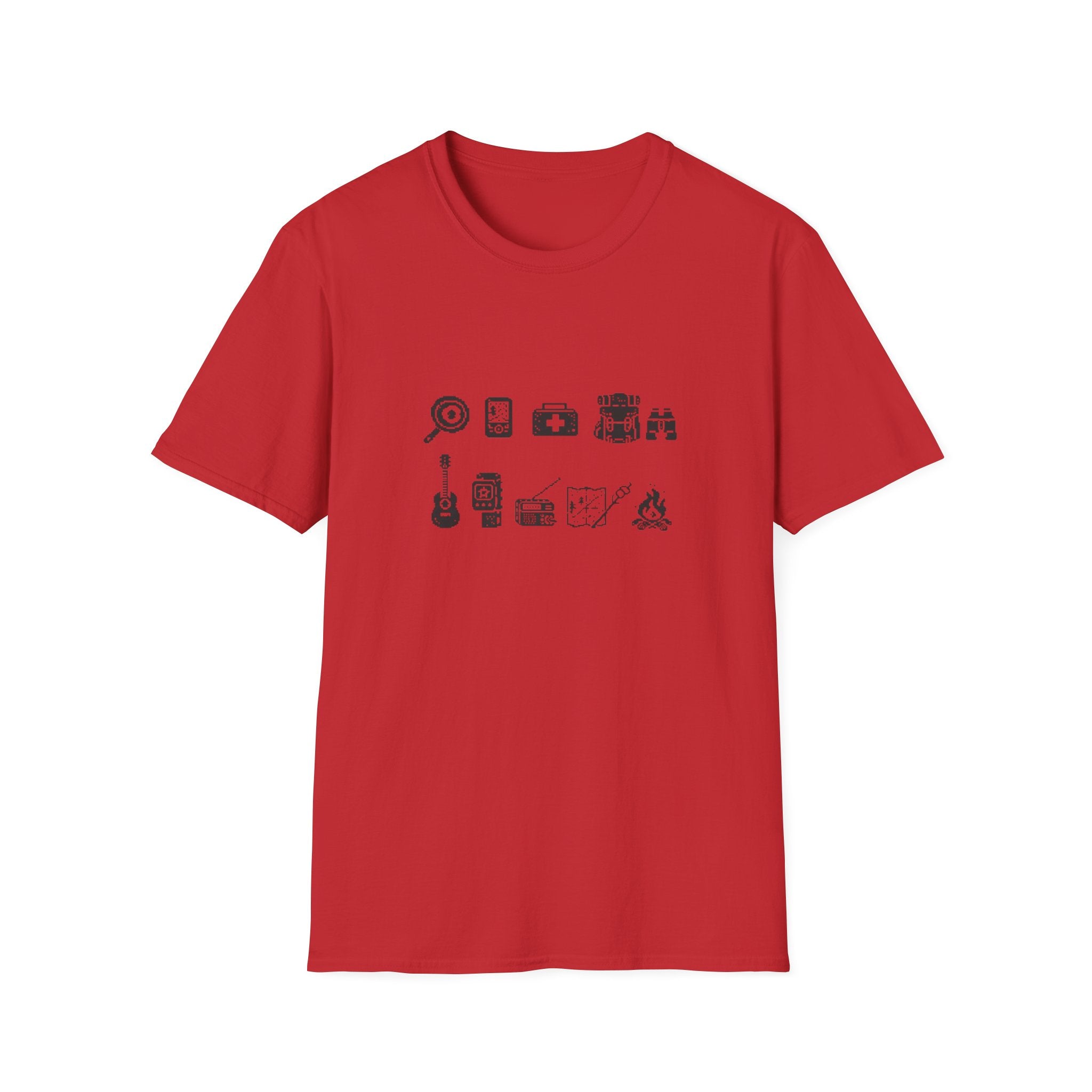 T-Shirt | Minimal Camping Gear Icons Graphic Tee | Camping Kit Tee