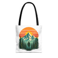 Retro Hiking Mountainscape Sunset Tote Bag