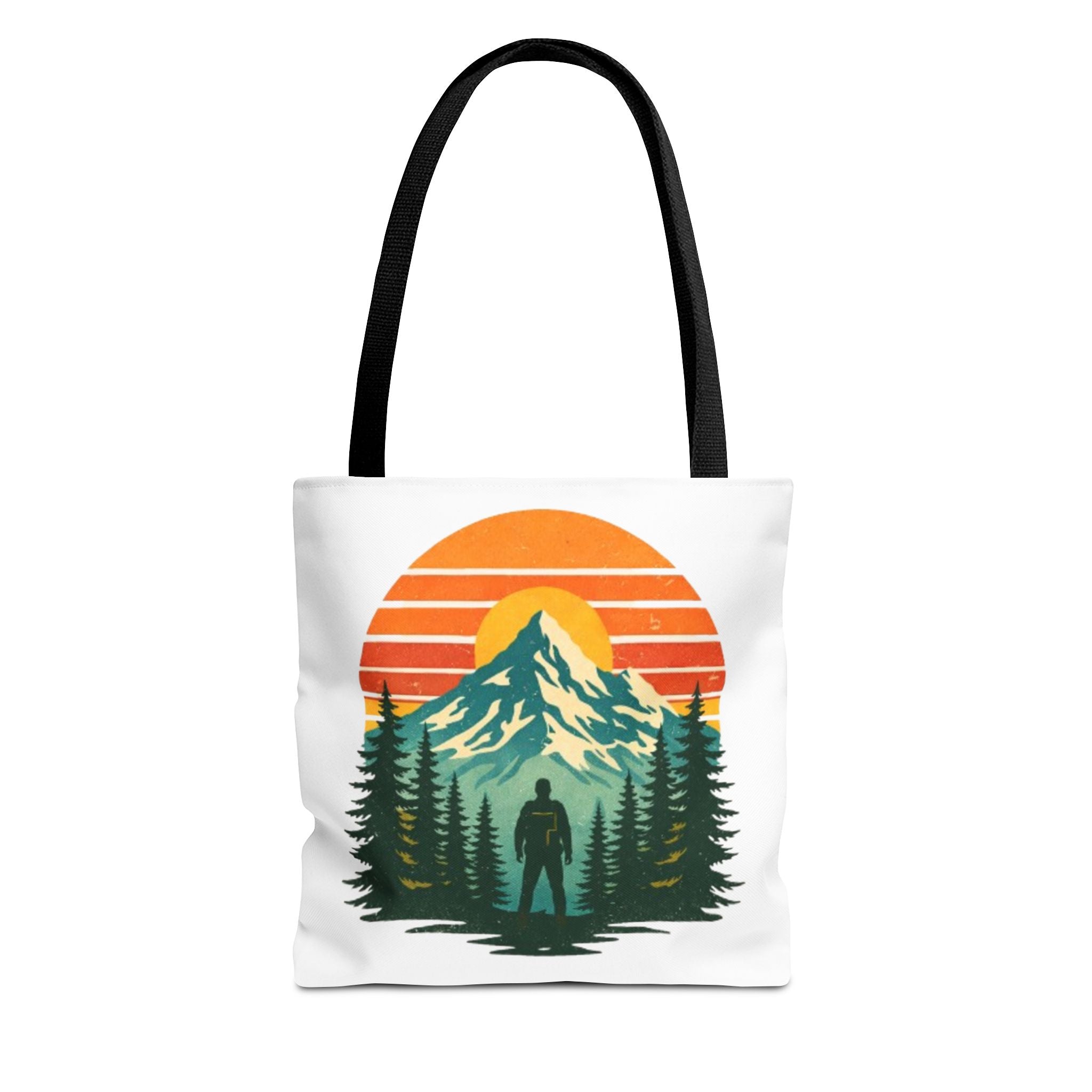 Retro Hiking Mountainscape Sunset Tote Bag
