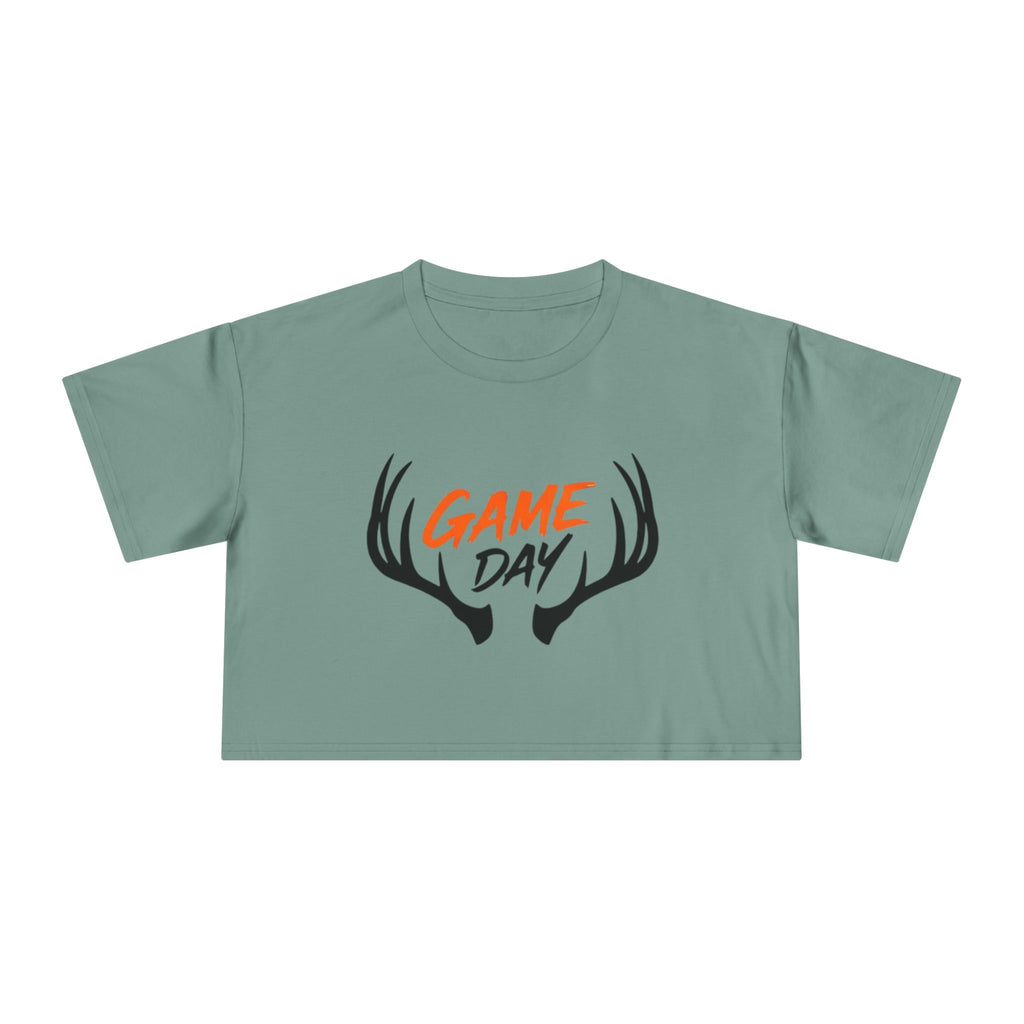 Game Day Crop Tee | Womens Hunting Antler Graphic Top