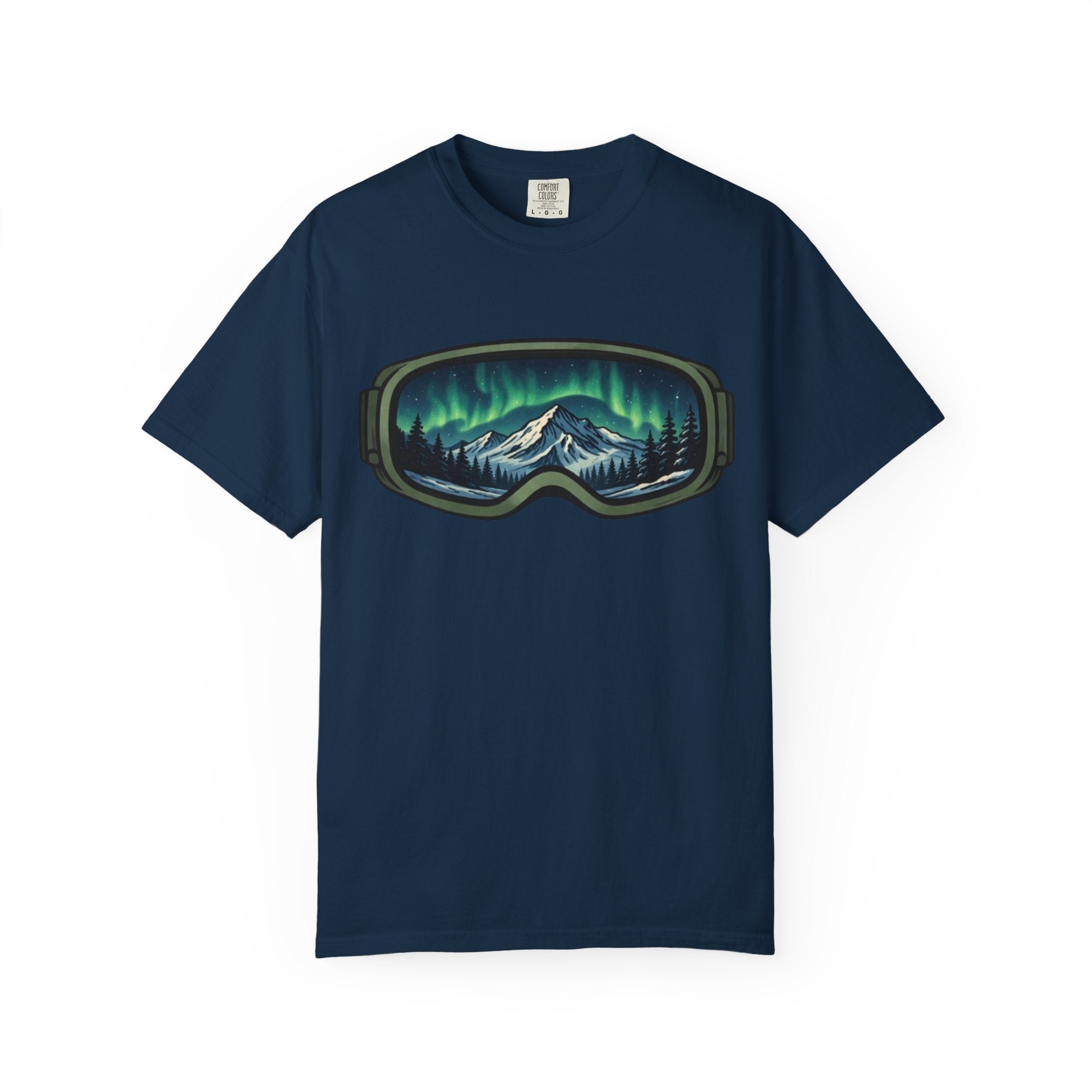 Aurora Ski Goggle T-Shirt | Mountain Night Northern Lights Graphic Tee
